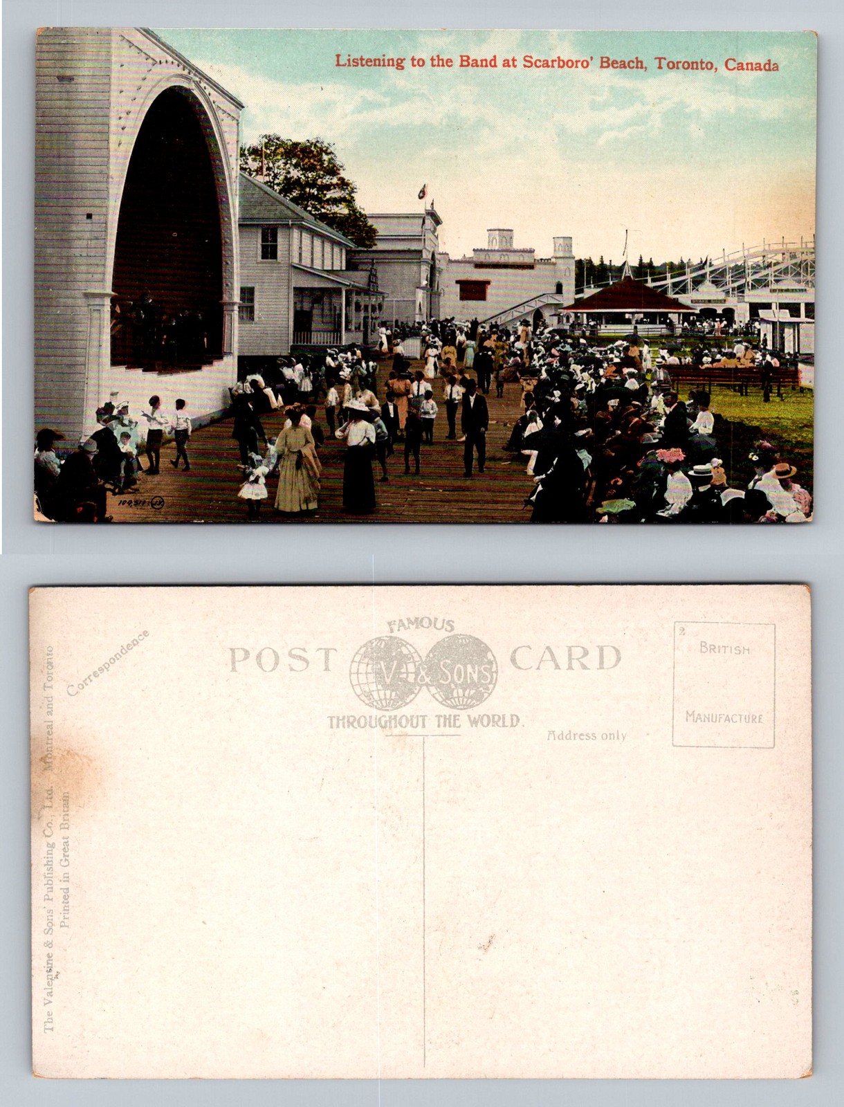 Toronto, ON-Ontario, Canada Band Plays  Scarboro Beach Crowds, Vintage Postcard
