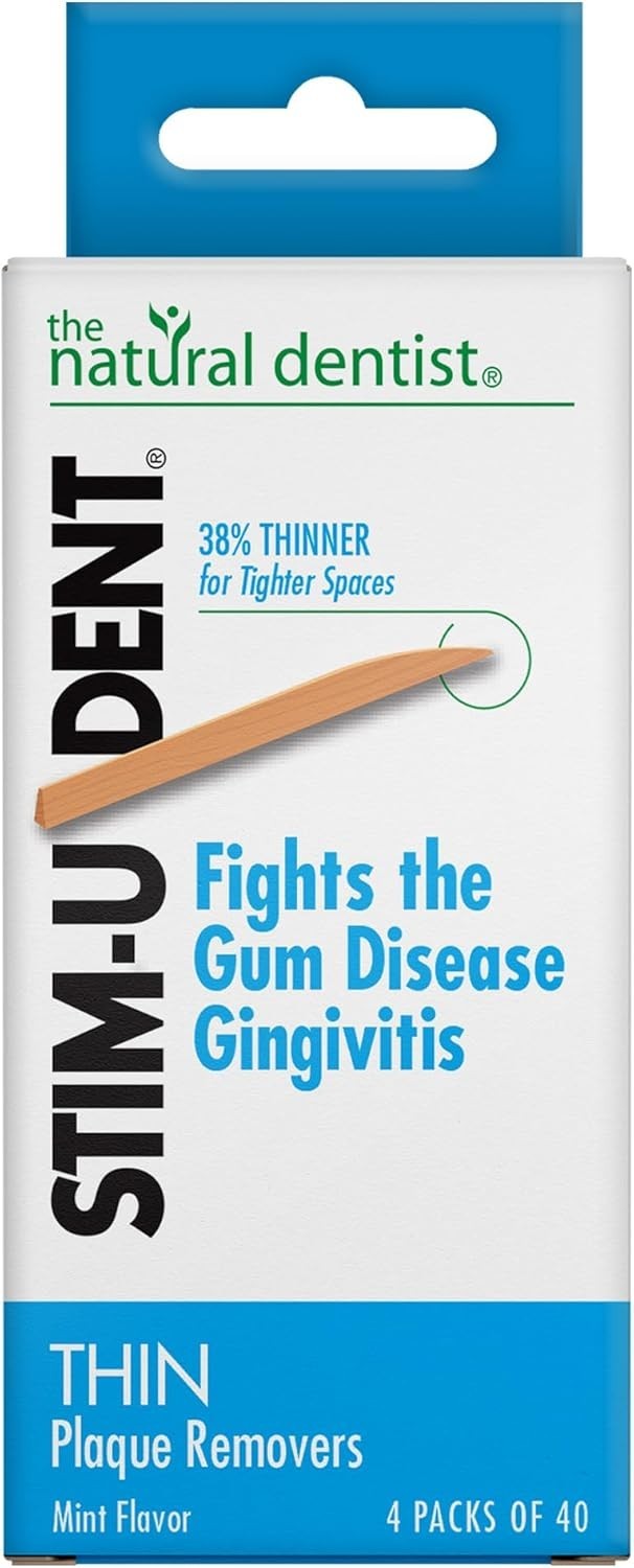 The Natural Dentist Stim-U-Dent Plaque Removers, Thin, Mint Flavor -160 ct. The Natural Dentist Stim-U-Dent Plaque Removers, Thin, Mint Flavor -160 ct.