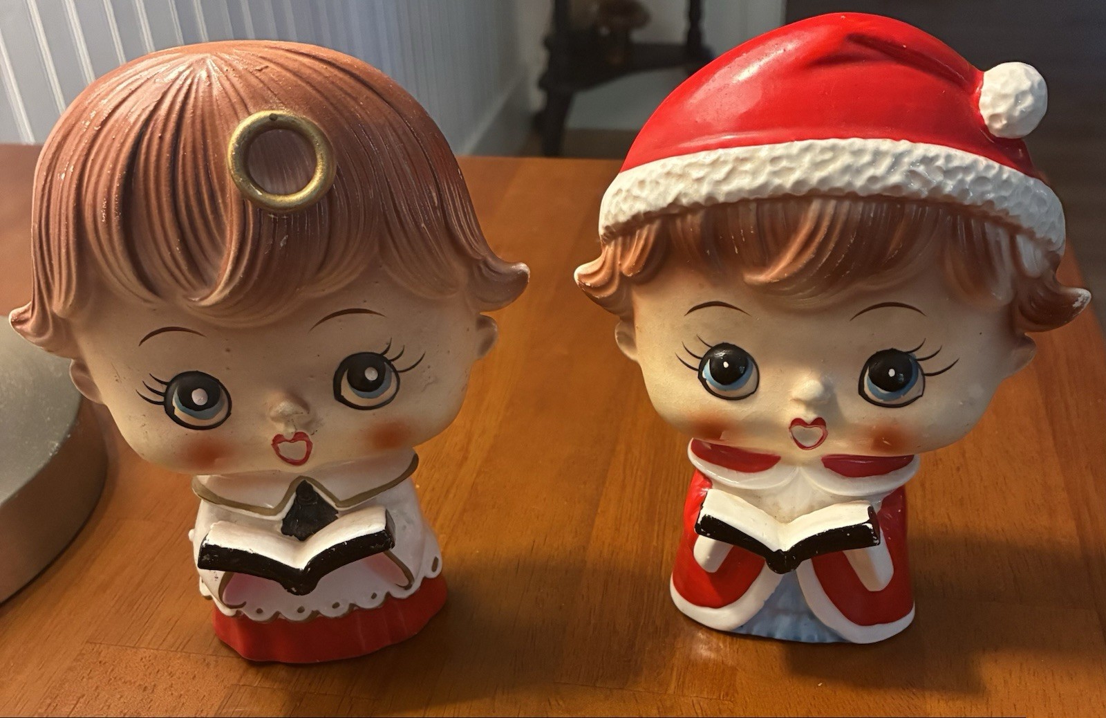 Vintage 1950's Lipper & Mann Japan Ceramic Big Head Christmas Caroler Figurines