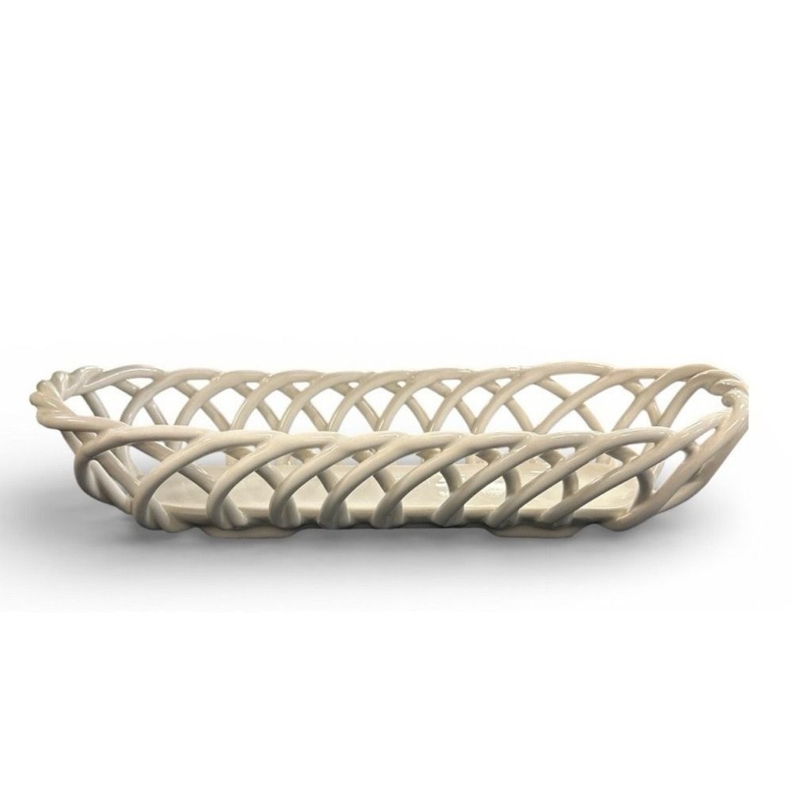 Williams Sonoma White Oval Long French Bread Basket Woven Eucalyptus Stoneware Williams Sonoma White Oval Long French Bread Basket Woven Eucalyptus Stoneware