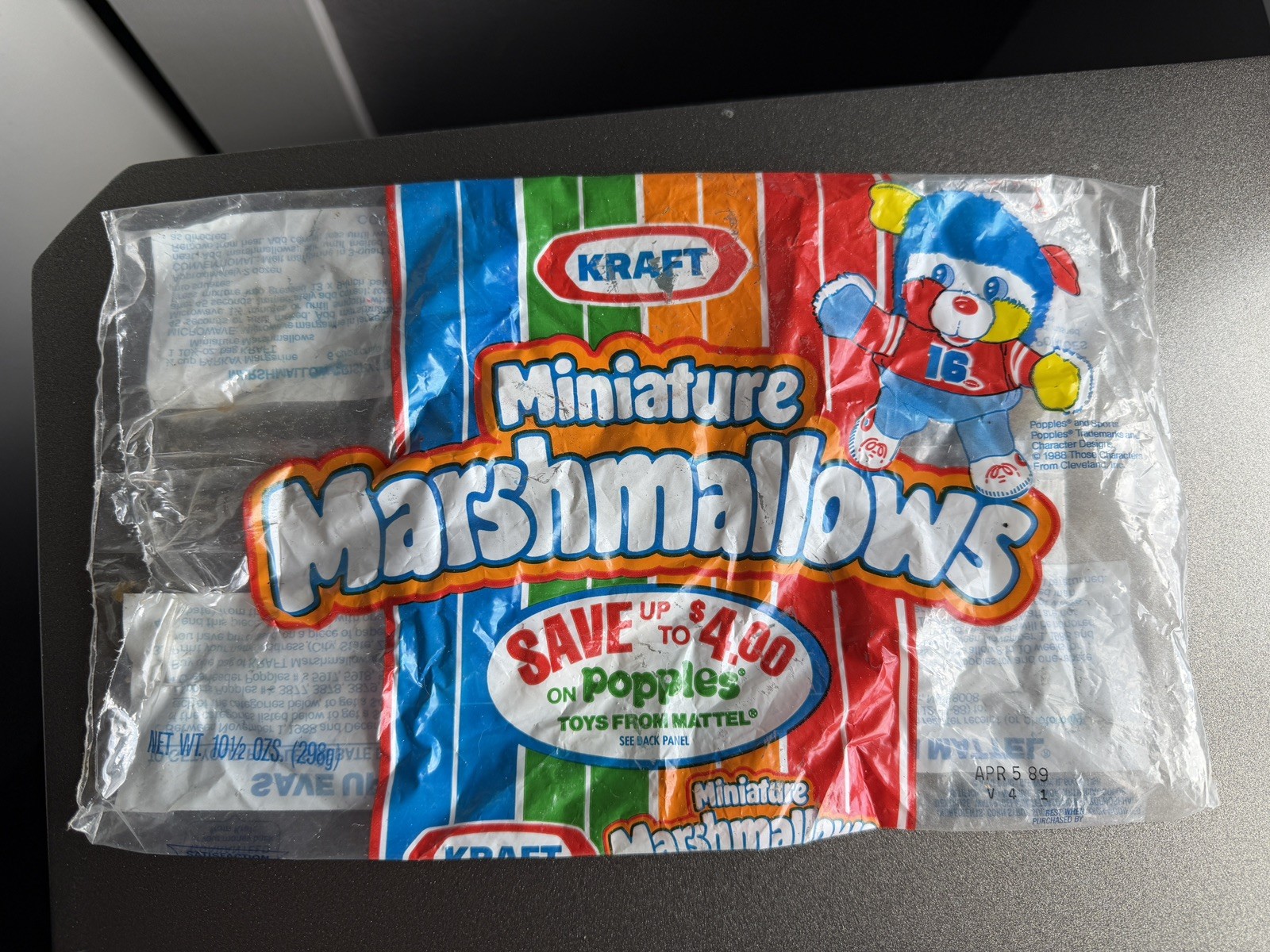 1988 VTG 1980's KRAFT MINIATURE MARSHMALLOWS BAG EMPTY MATTEL POPPLES TOYS OFFER