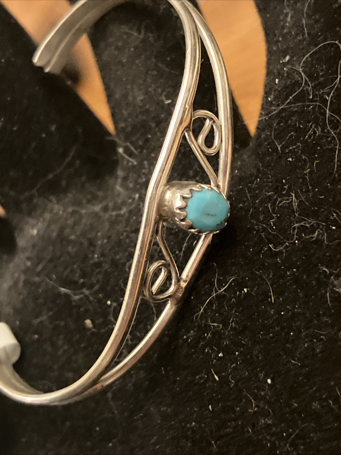 Baby Cuff Genevieve Sherman Navajo Handmade Sterling 925 Kingman Turquoise 1.7”