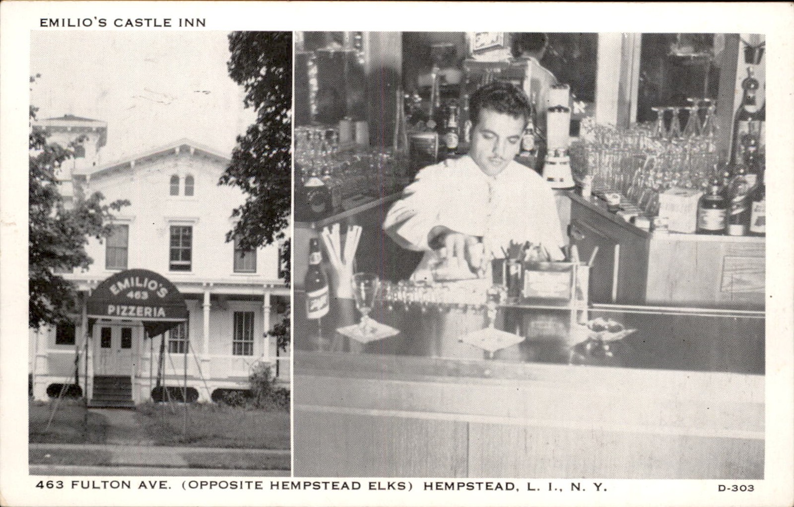 Hempstead NY Emilio's Castle Inn c1950s-60s Vintage Postcard bhn