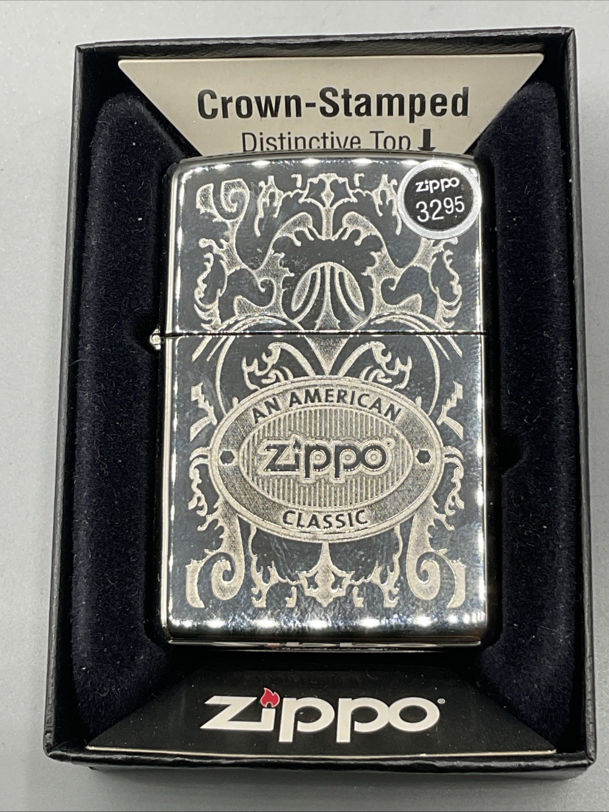 NEW Genuine ZIPPO USA Windproof  Oil Lighter 24751 American Classic Crown Stamp