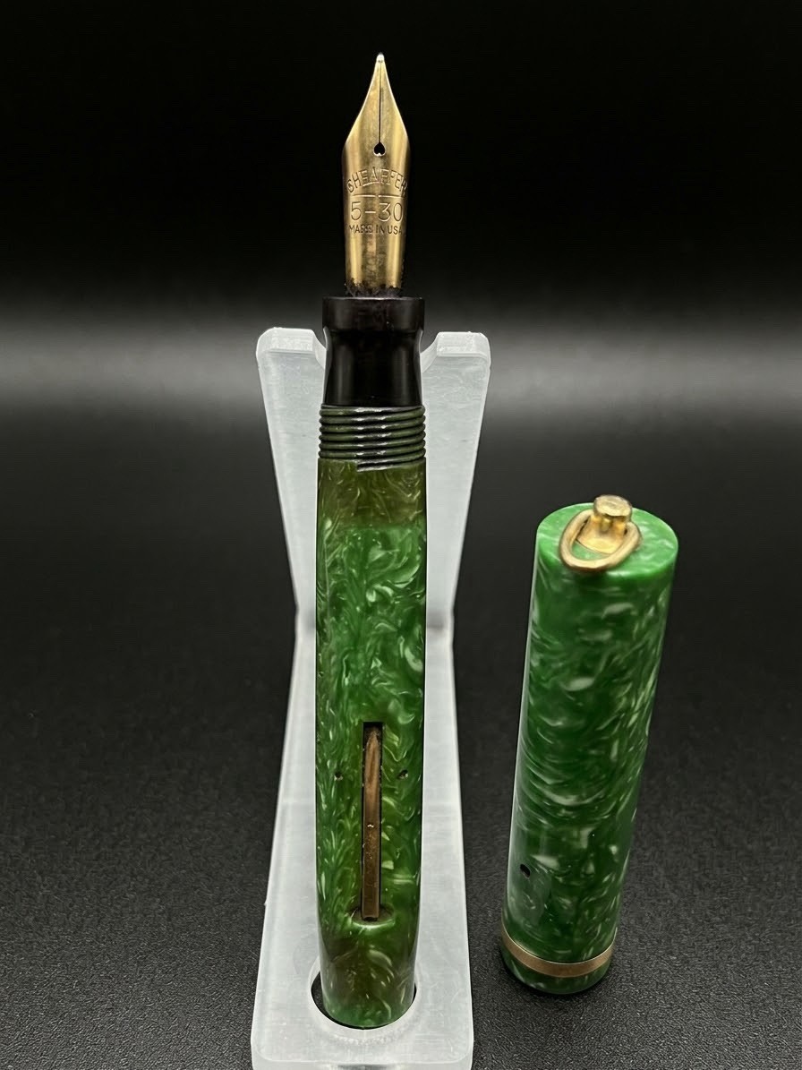 Vintage 1920s Sheaffer Jade Green Radite Ringtop Fountain Pen 5-30 Nib