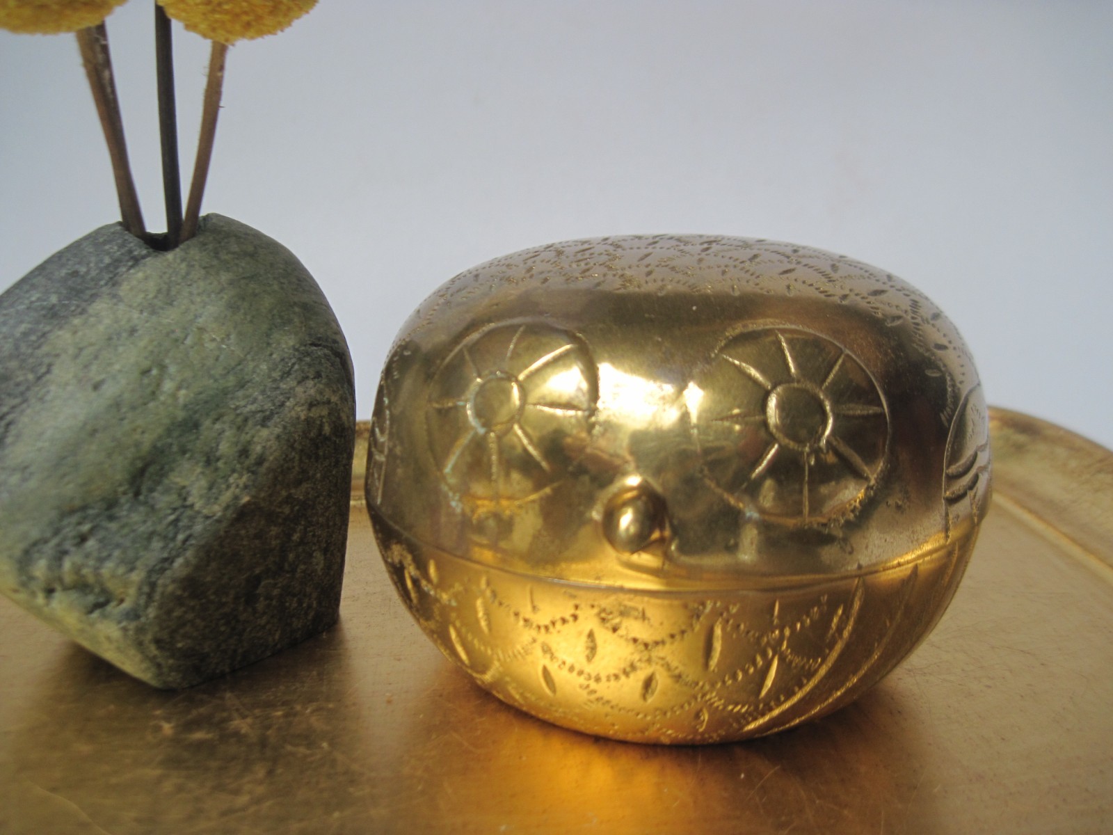 Anthropologie Aves Carved Brass Owl Trinket Box