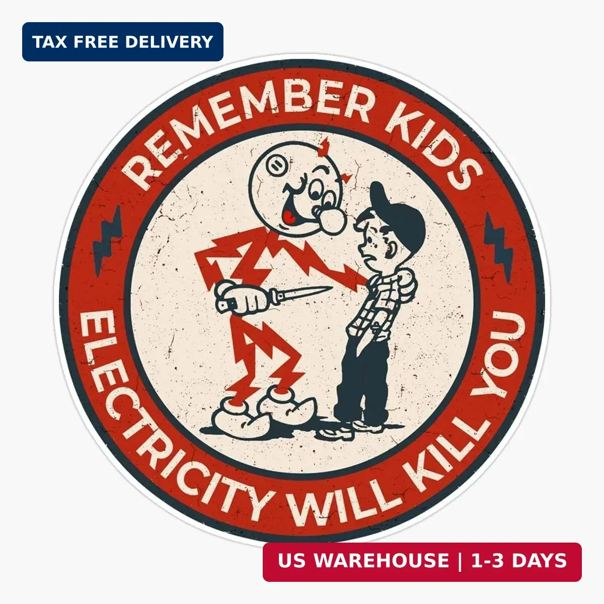 Reddy Kilowatt Electricity Warning Stickers - 3 Packs: Caution Stickers for Elec