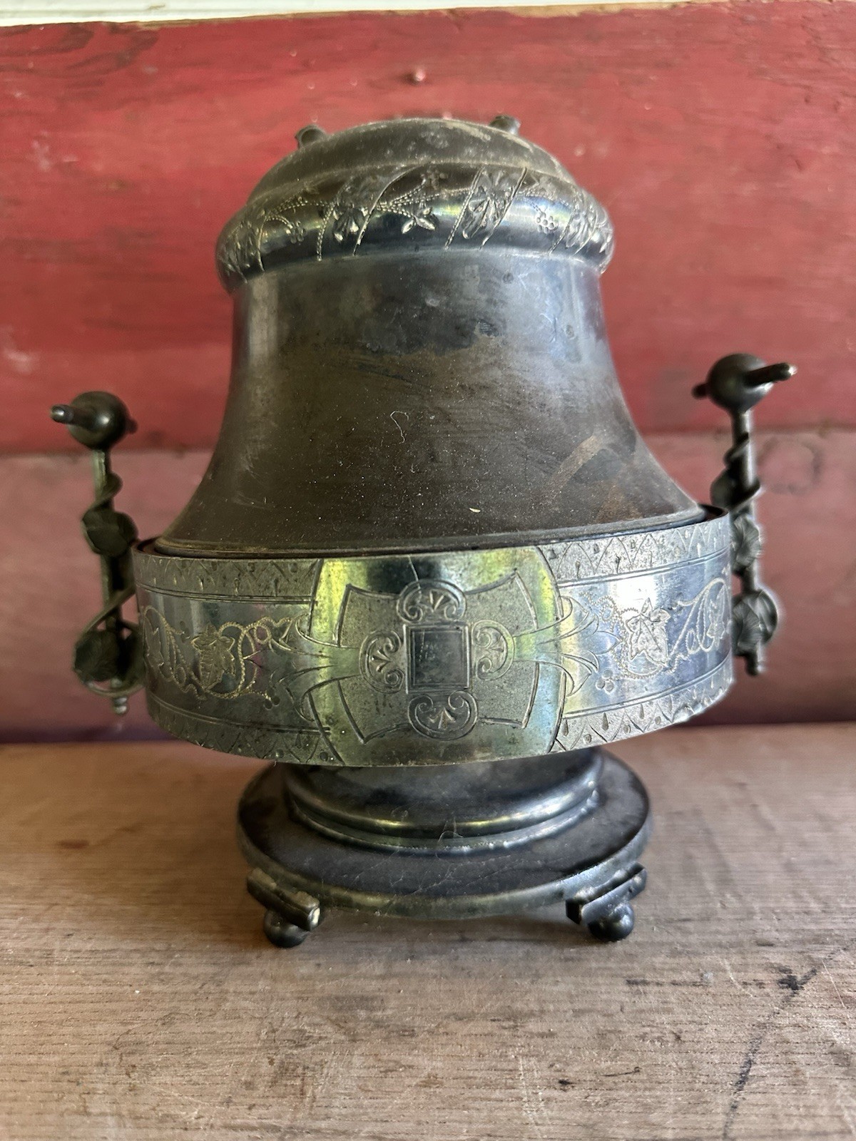 Victorian Silver Plated Revolving Butter Dish With An Etched Design