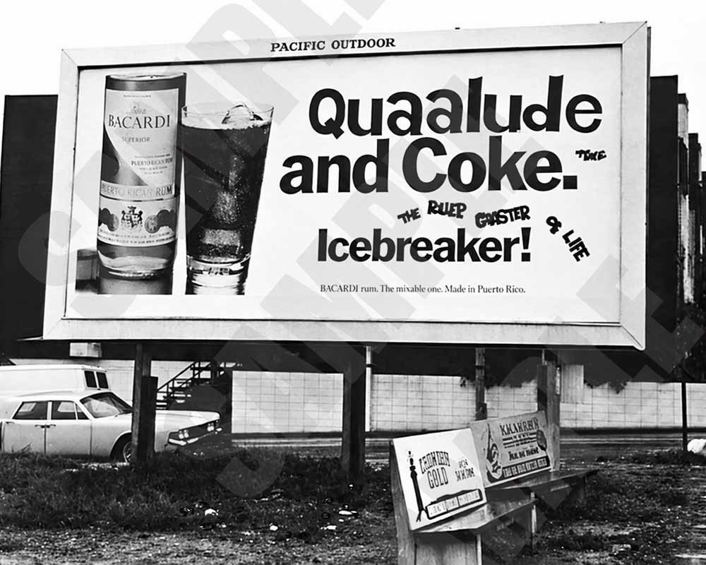 1970s Quaalude and Coke Bacardi Rum Billboard Ad Sign 8x10 Photo