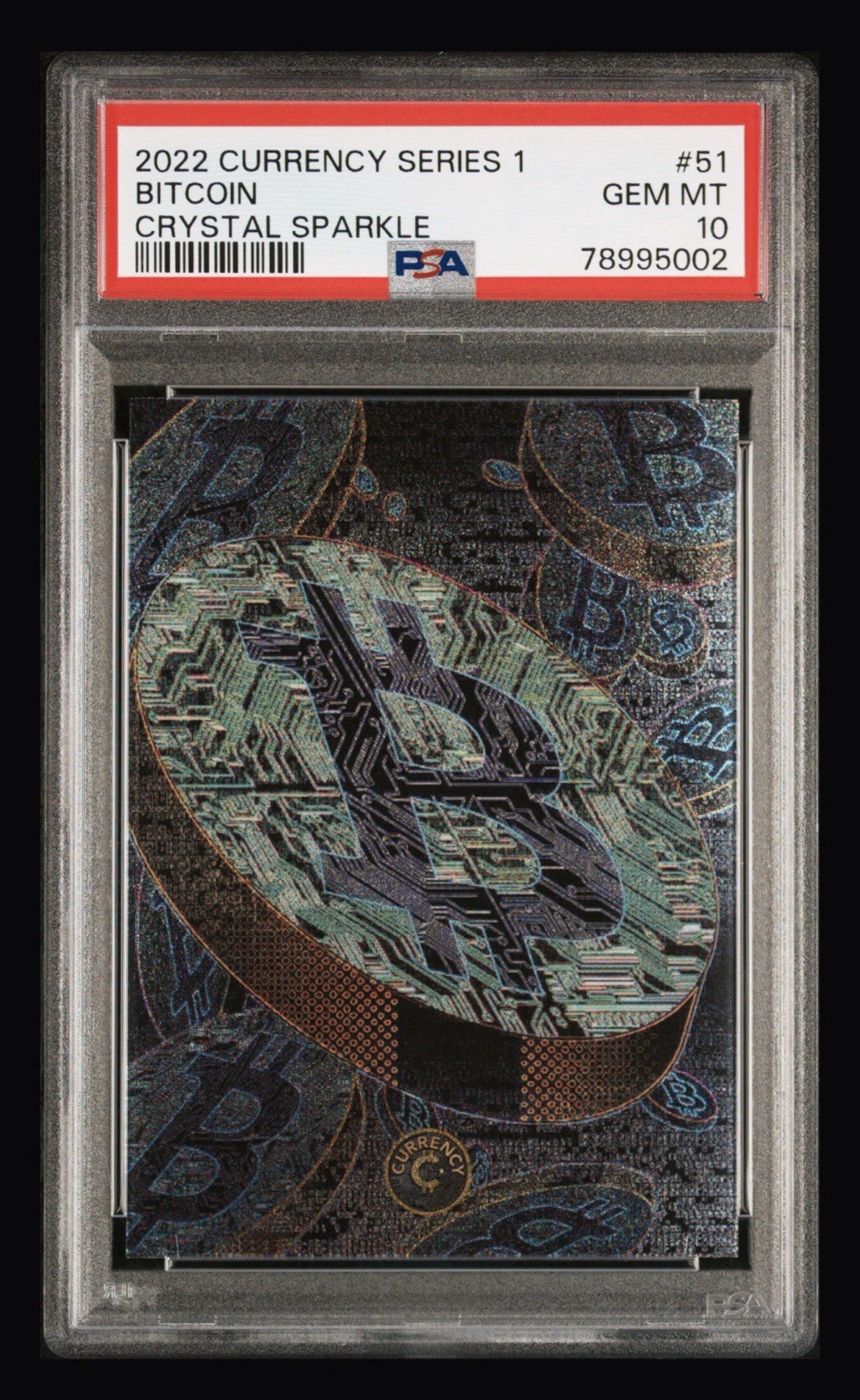Cardsmiths 2022 Currency Series 1 Bitcoin #51 Crystal Sparkle PSA 10