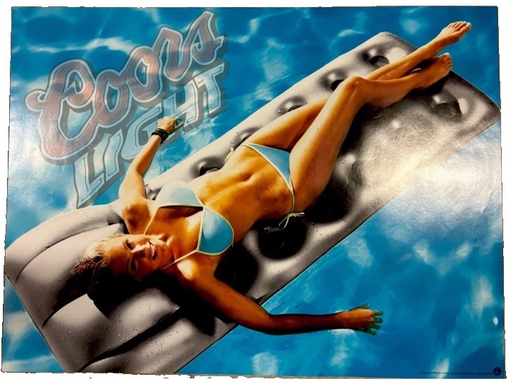 Vintage Rare Coors Light 2004 Promo Sexy Risqué Blonde Woman In Pool Beer Poster