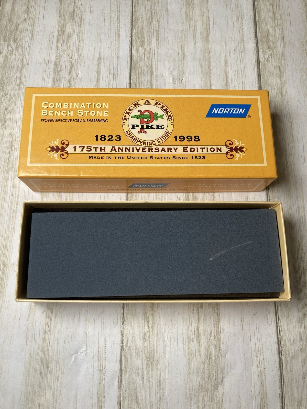 NOS Norton 175th Anniversary Edition Combination Bench Stone 1”x 2”x 6” JB-6 NOS Norton 175th Anniversary Edition Combination Bench Stone 1”x 2”x 6” JB-6