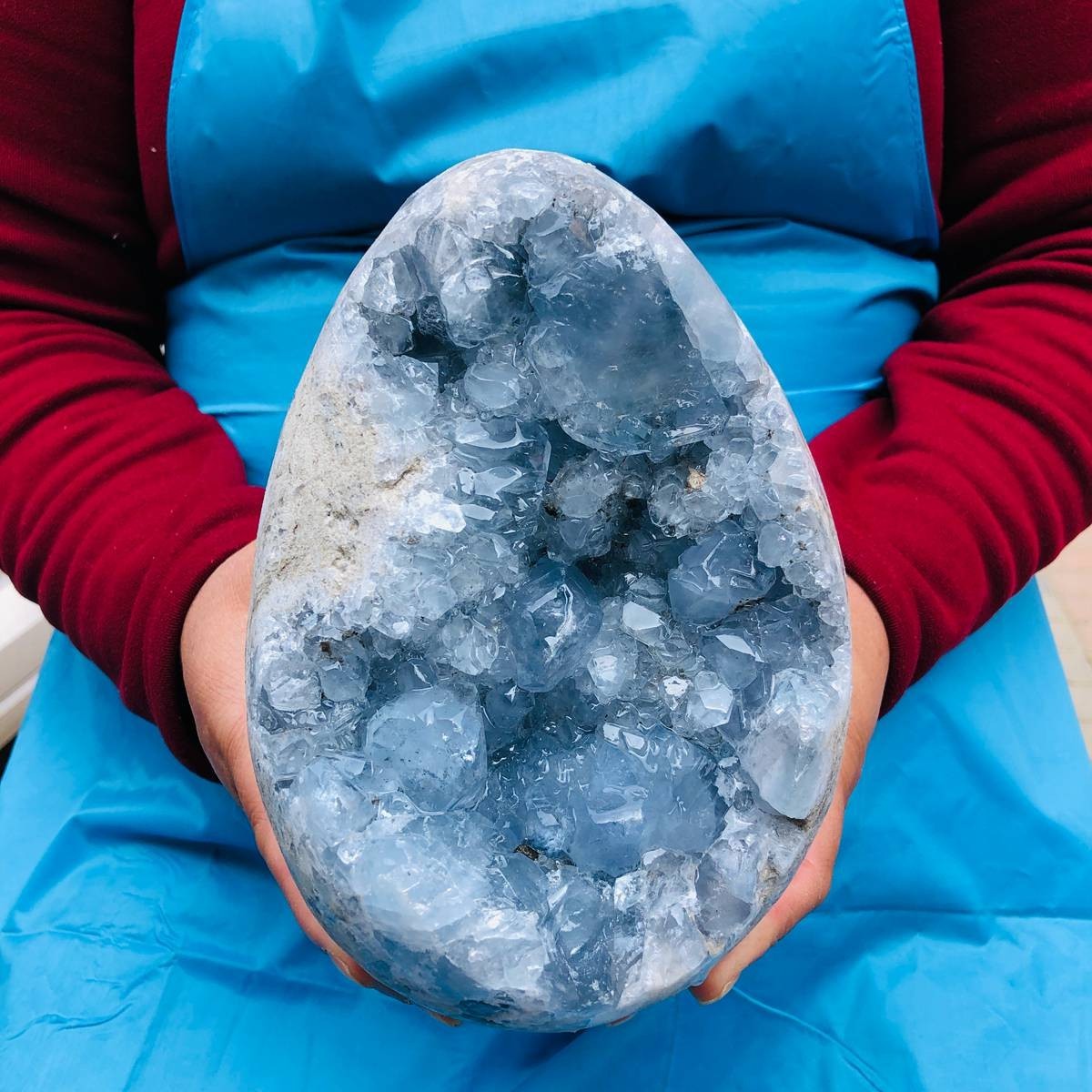 8.2LB Natural Blue Celestite Geode Quartz Crystal Mineral Specimen Healing