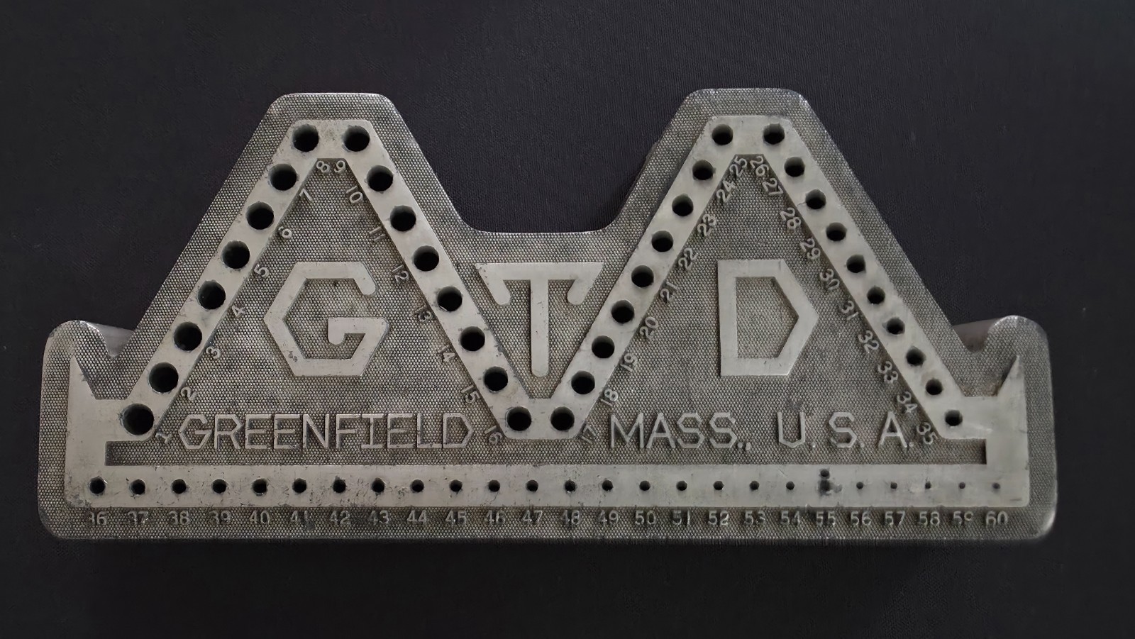 Vintage GTD Greenfield Tap & Die No 1-60 Drill Bit Index Stand USA