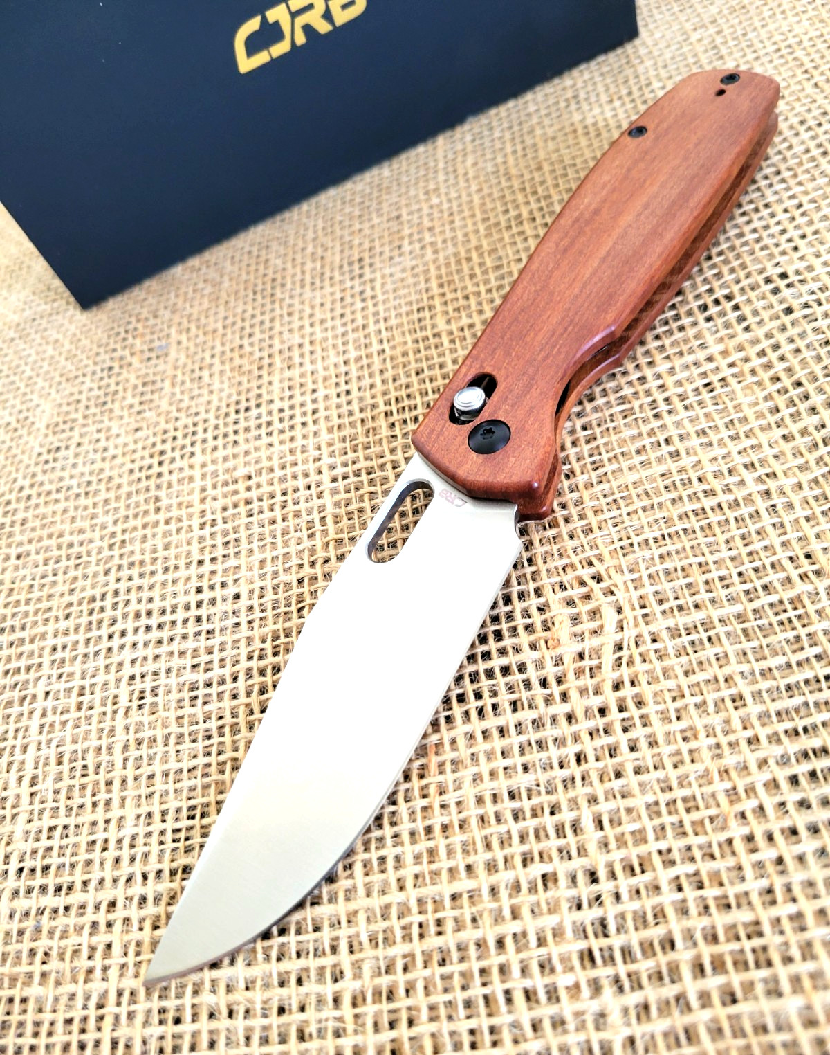CJRB Prado Folding Knife 3.75 Satin Finish AR-RPM9 Steel Blade Brown Wood Handle