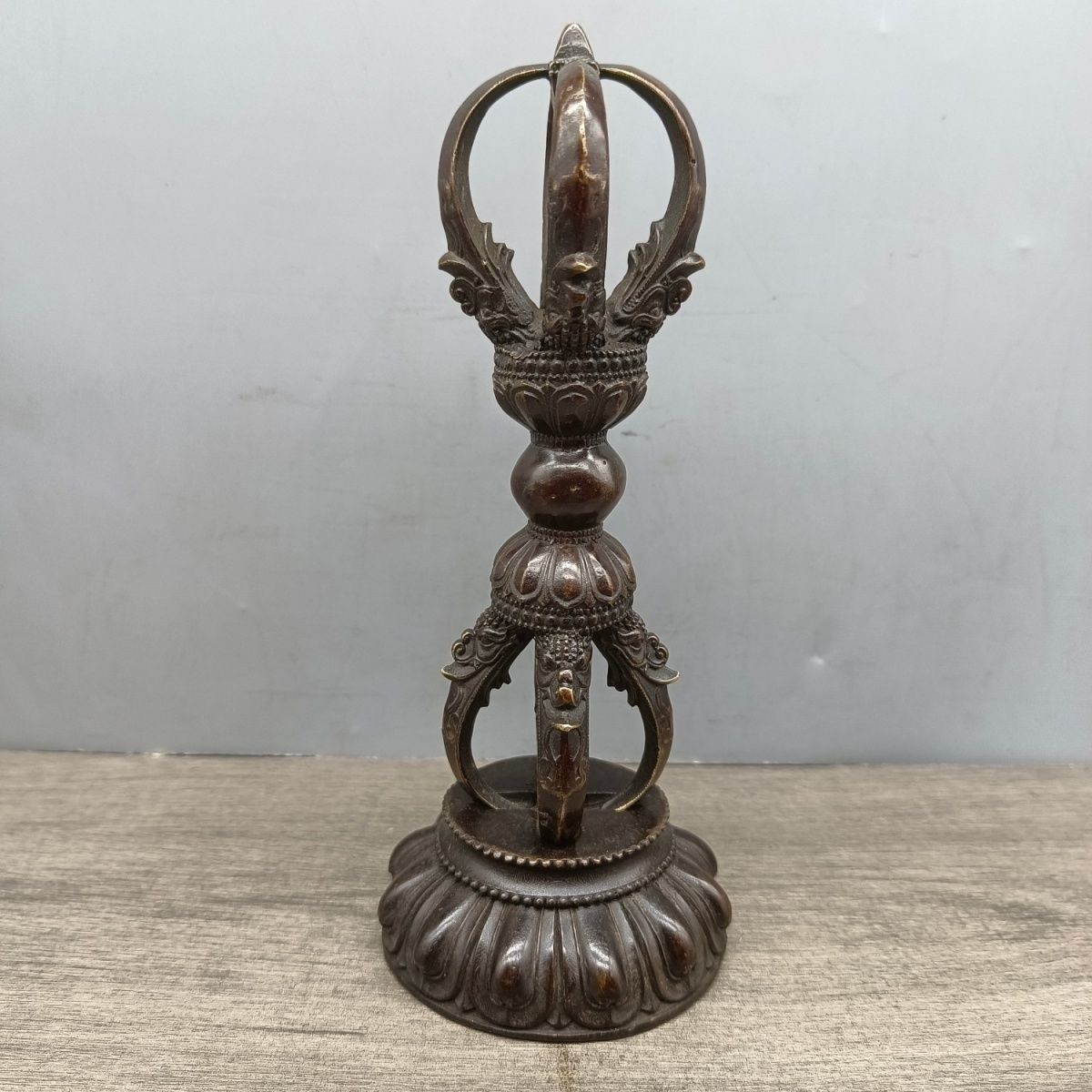New   Tibetan Vajra Nepalese Puja Five-Prong Ritual Item Figurine with Base