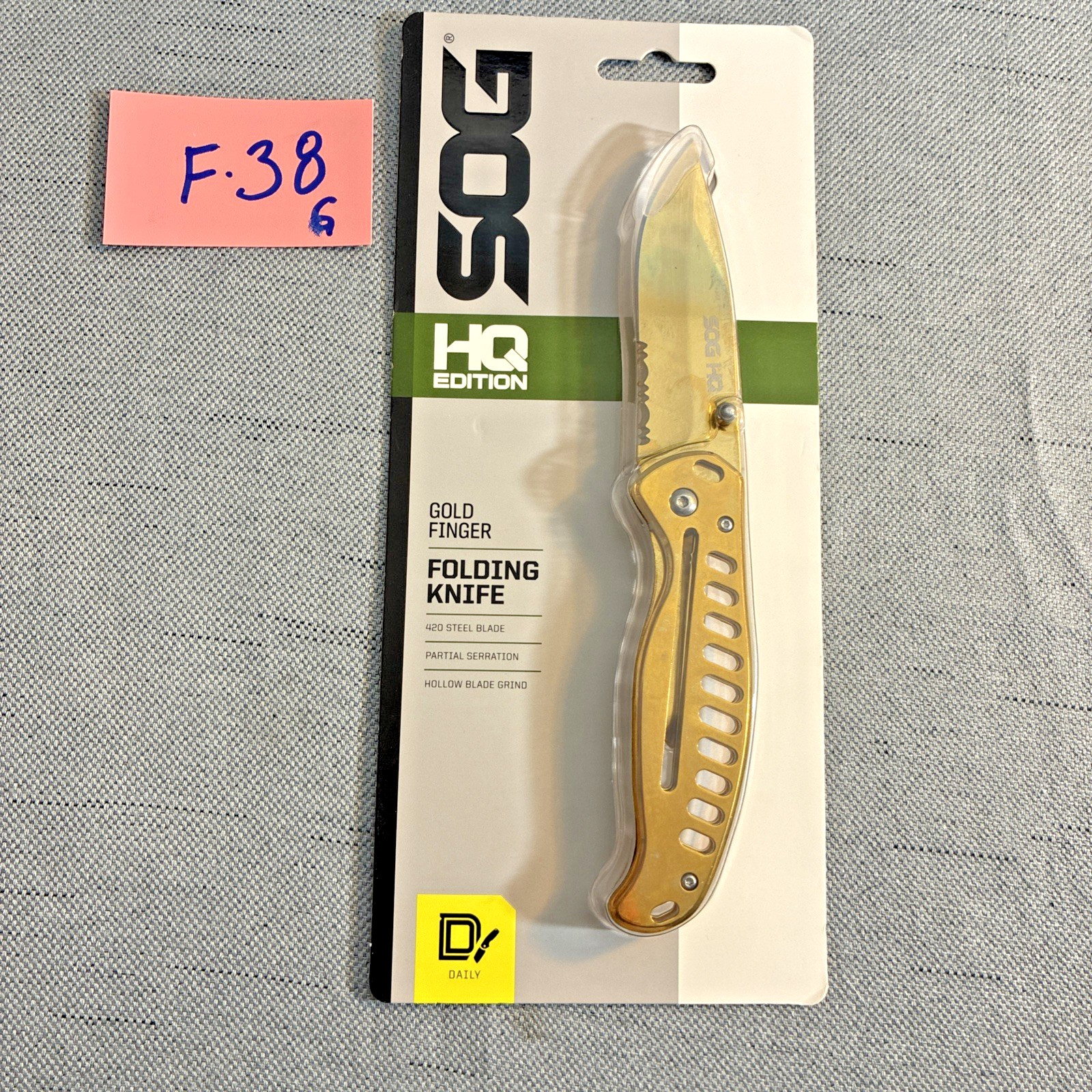 SOG Gold Finger Knife 💥 Rare HQ Edition 💥 EDC FOLDING KNIFE - Gold Color - NEW