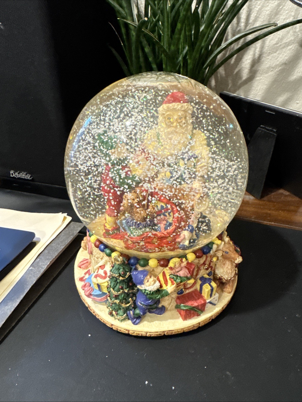 Vintage Kirkland Santa Snow Globe Santa\'s Tradition Vintage 1990 Music Holiday