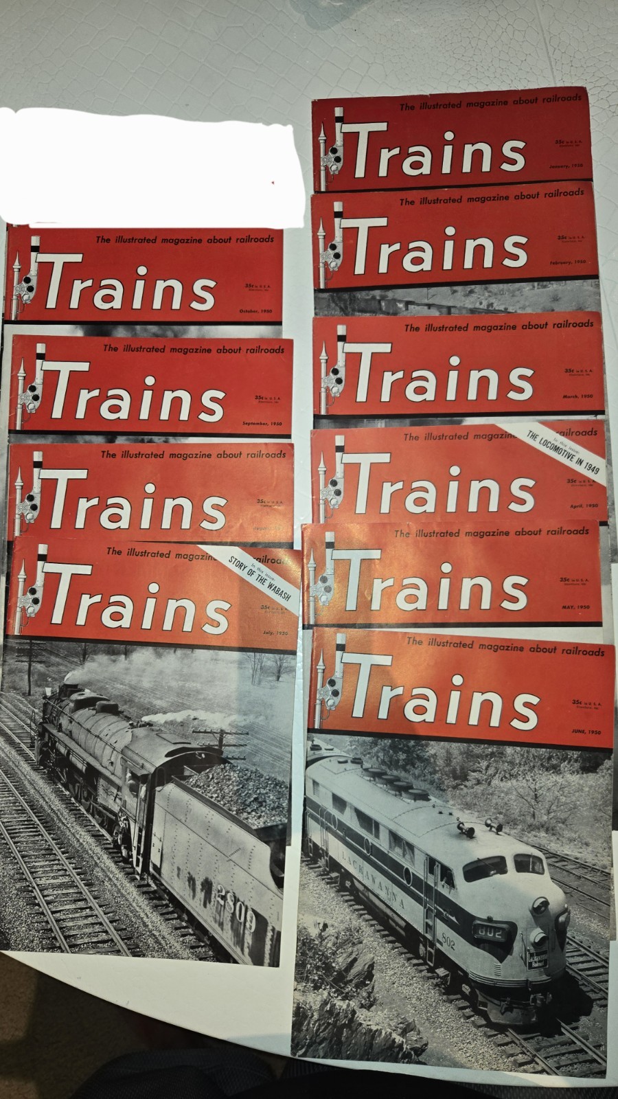 Trains Magazine 1950 Jan - Oct Lot of 10