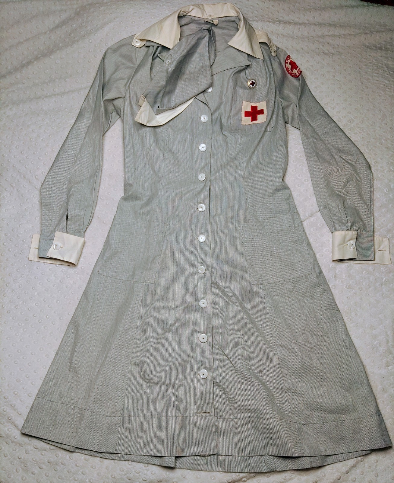 Vtg WWII 40s American Red Cross Dilly Uniform Volunteer Nurse Dress 12L
