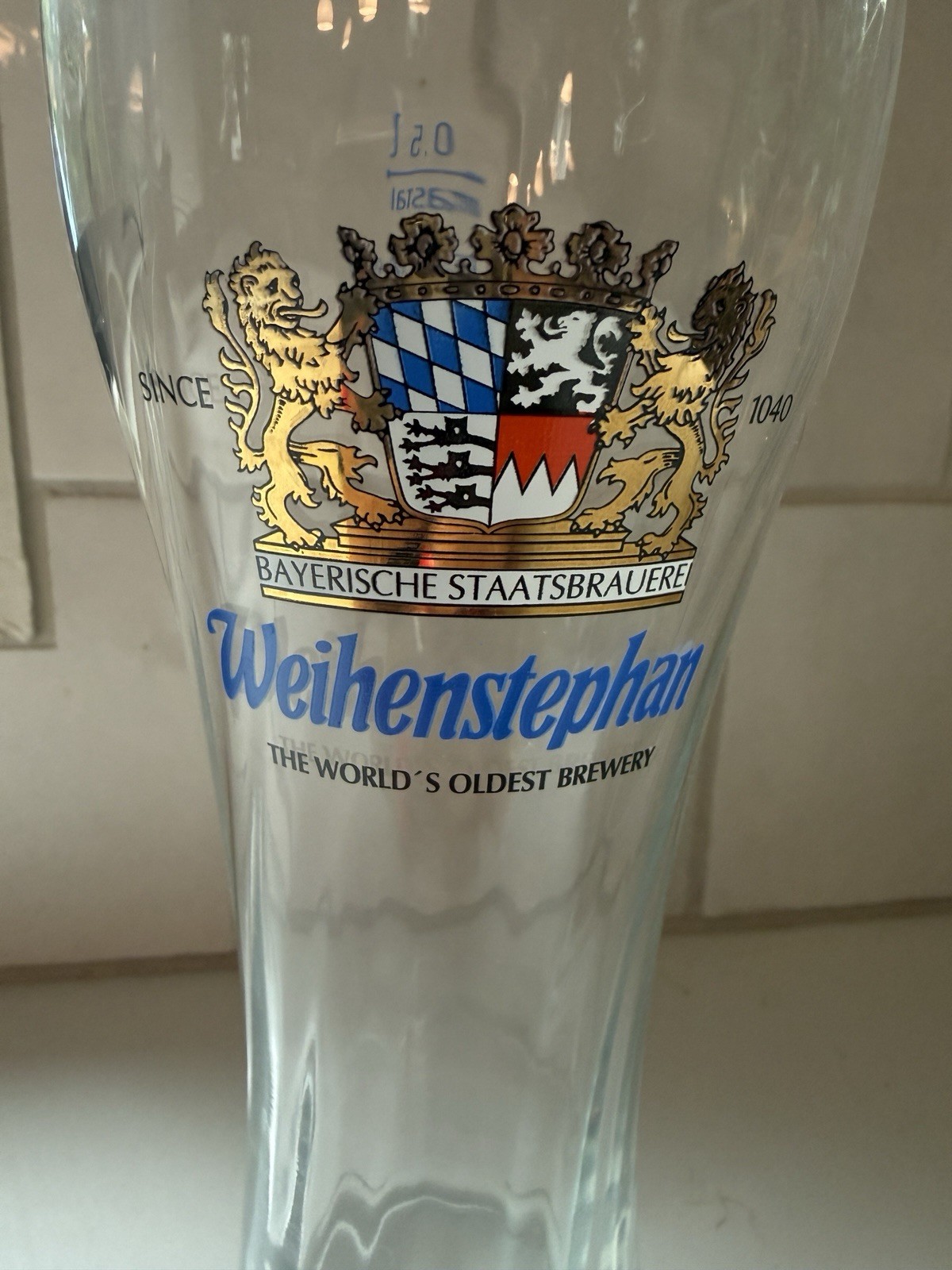 Weihenstephan 0.5L Weizen Wheat Beer Glass Oldest Brewery in the World Germany
