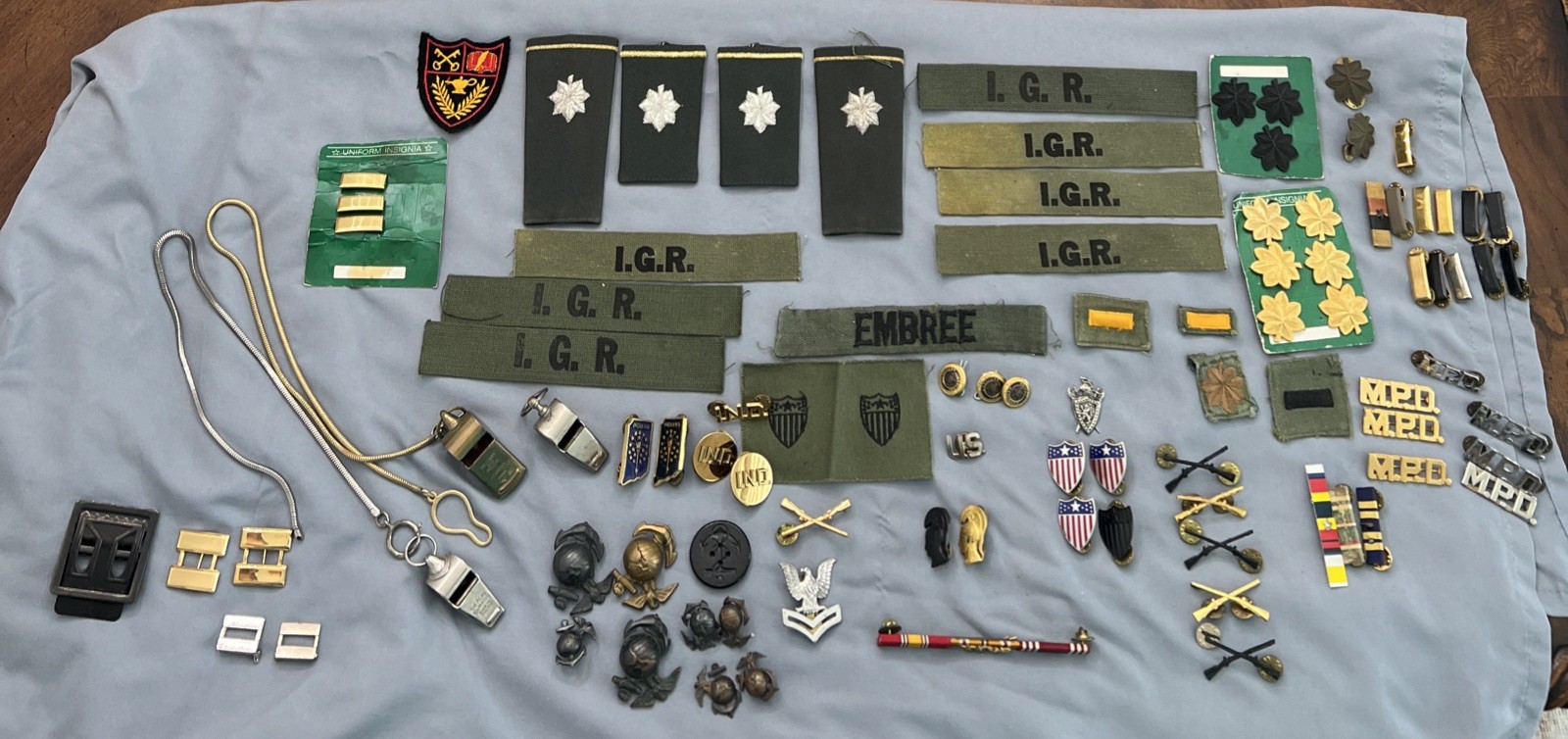 Lot Of 1960’s Indiana Police Uniform Insignia Whistles Patches Bars Pins 90 Pc