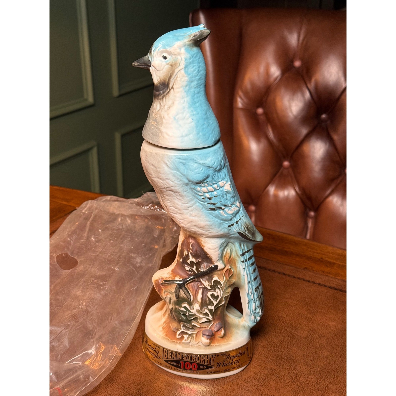 Vintage 1969 Jim Beam Blue Jay Decanter Beamstrophy Bourbon Bottle EMPTY Vintage 1969 Jim Beam Blue Jay Decanter Beamstrophy Bourbon Bottle EMPTY