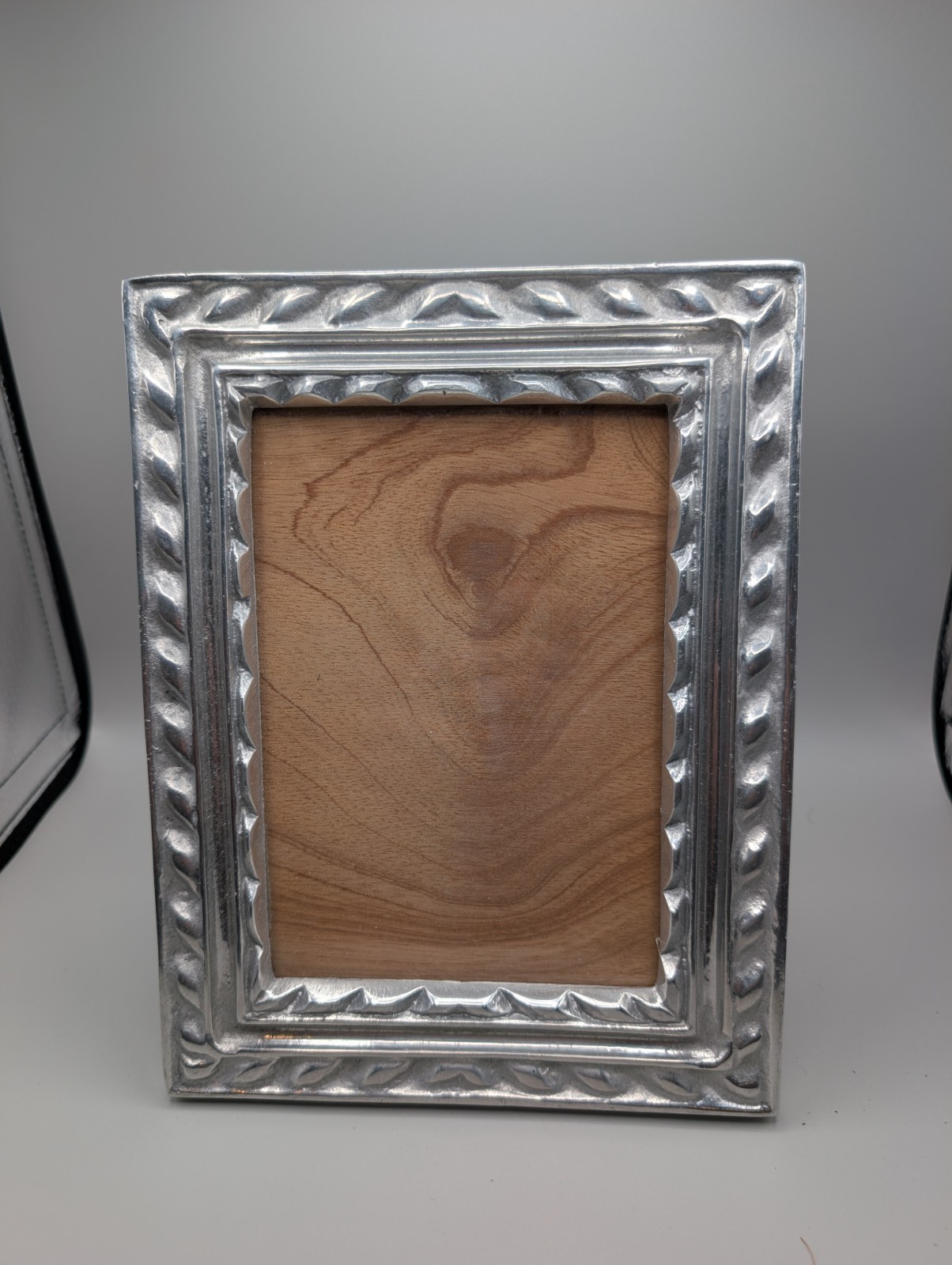 Vintage Holland Boone Polished Pewter Picture Frame Wood Back 5x7 Fits