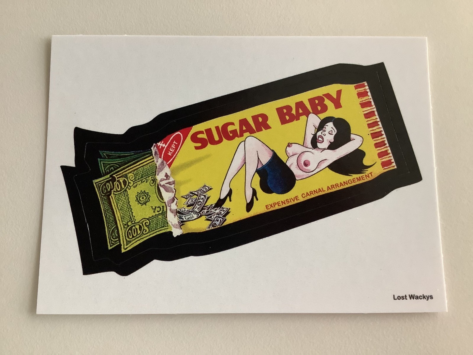 2018 SUGAR BABY LOST WACKY PACKAGES SERIES 4 LW4, SUGAR DADDY PARODY, RARE NUDE