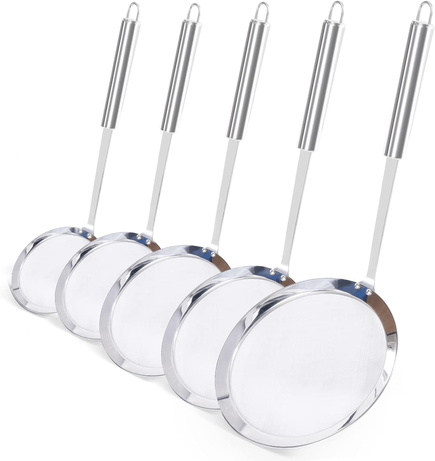  Fine Mesh Strainer Set of 5 with Handle, 304 Fine Mesh Stainless Steel 5 Pack