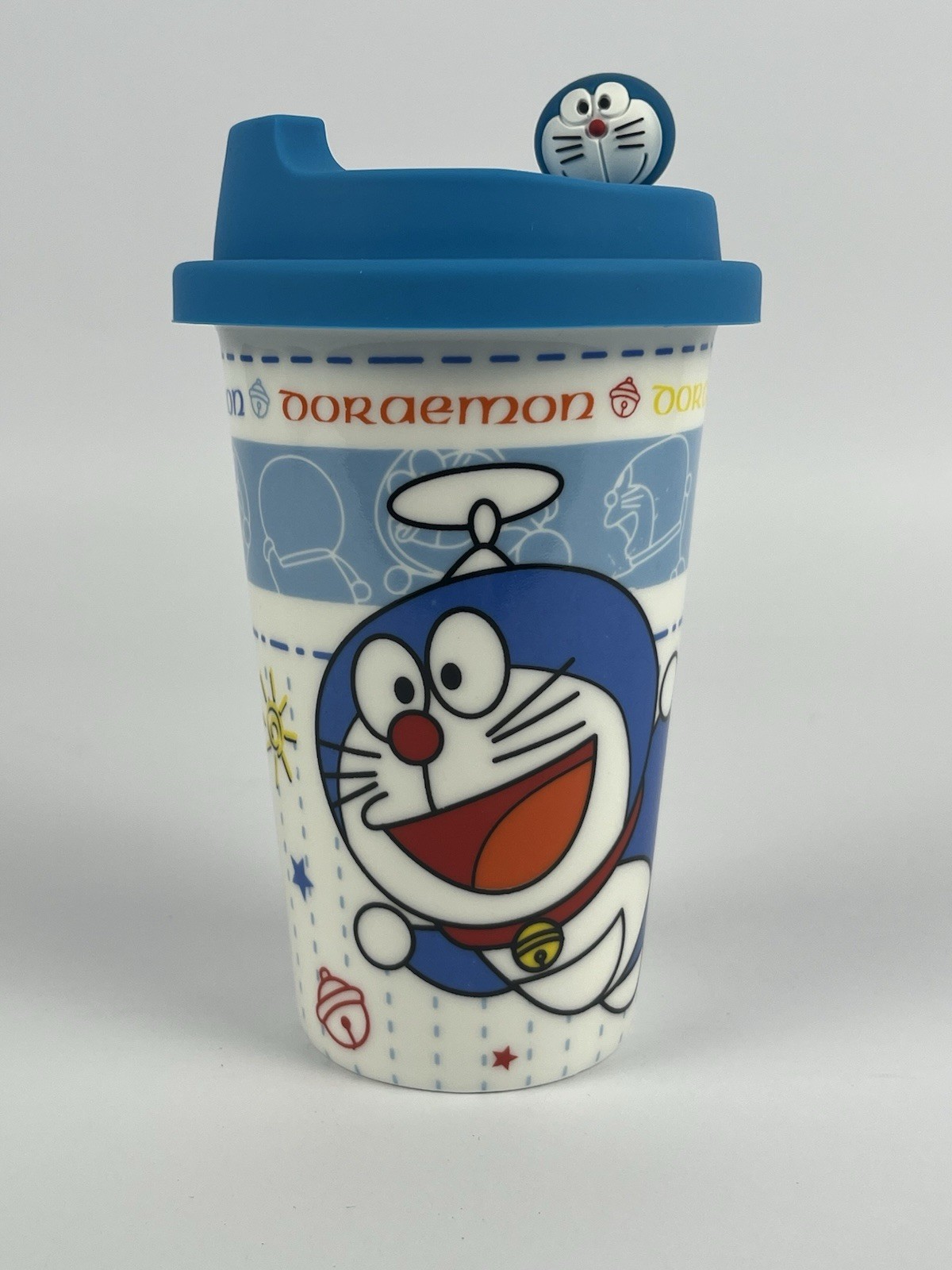 Doraemon Ceramic Travel Mug BONZEAL 300ml Coffee Cup w/ Silicone Lid
