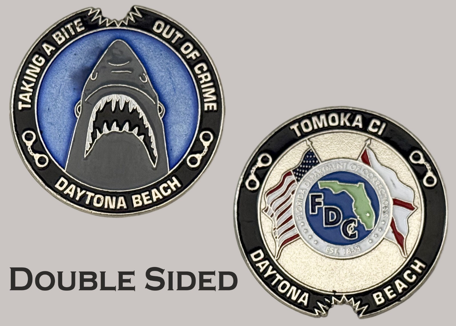 Daytona Beach Tomoka CI Florida DOC Shark Challenge Coin  J#16