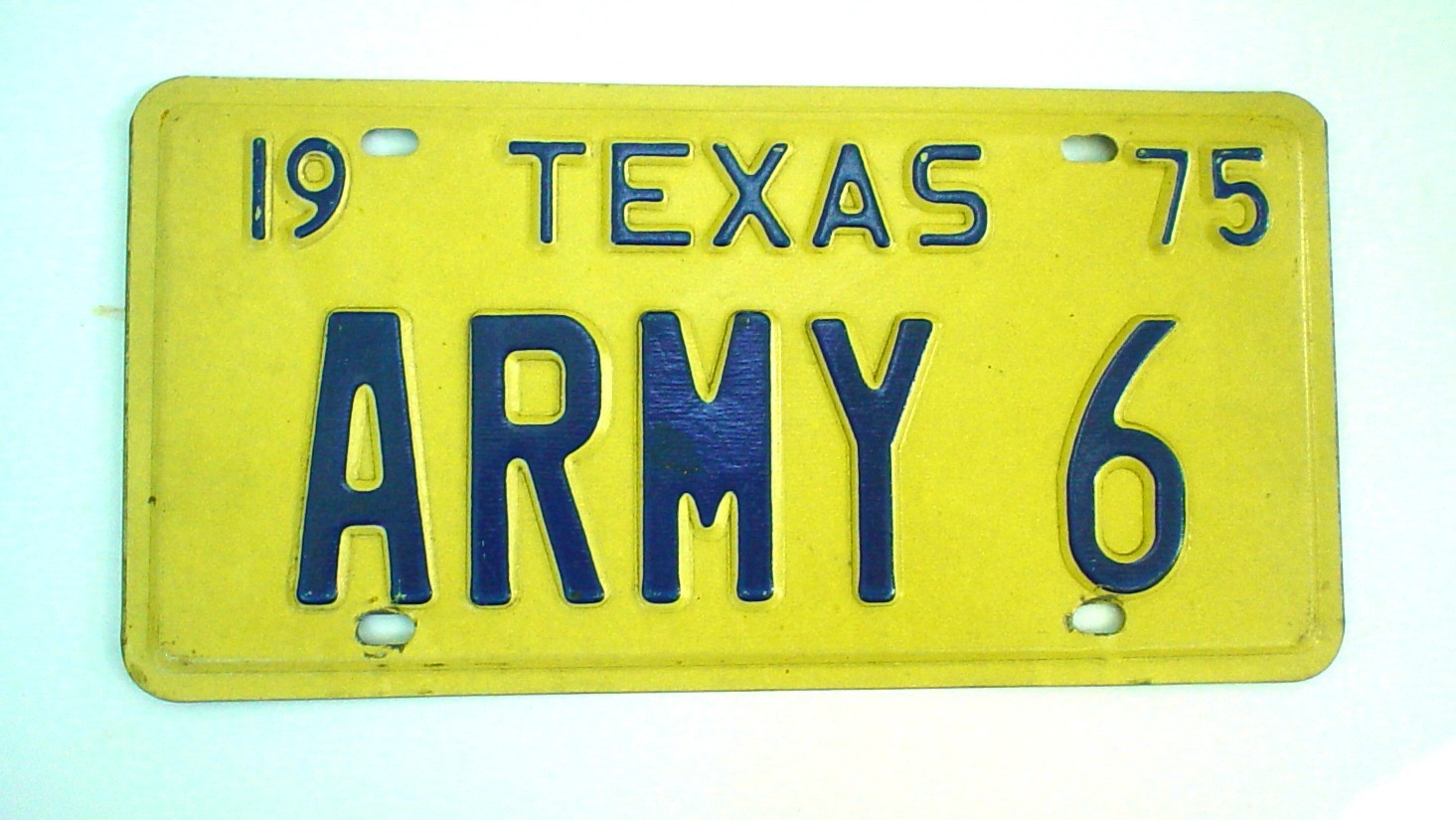 Old 1975 Texas Vanity License Plate ARMY 6 Embossed Vintage