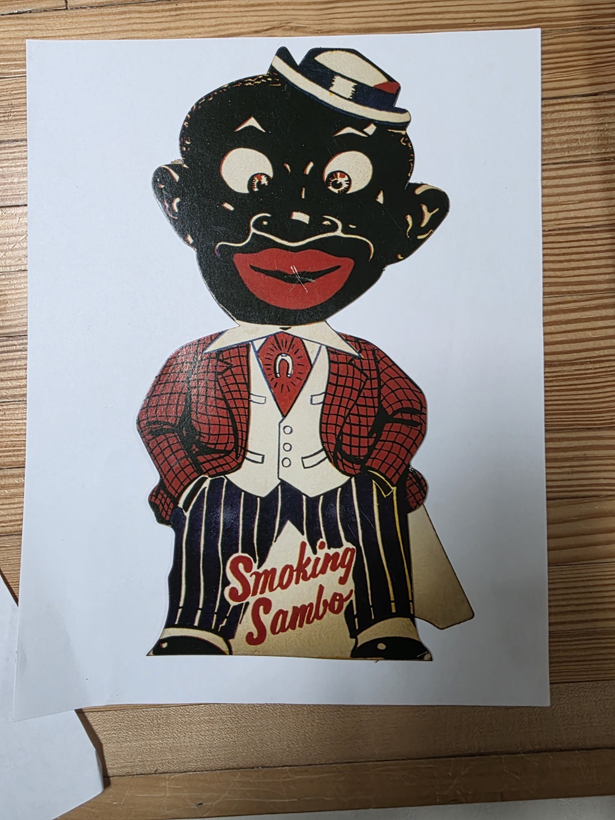 Vintage Black Americana Smoking Sambo Standee Fireworks Cardboard Novelty 1930's