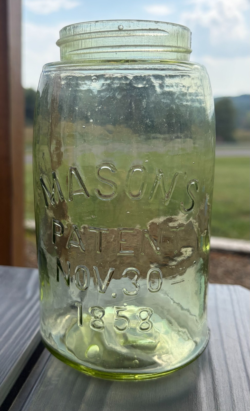 Mason's Patent Nov. 30th 1858 Citron quart fruit jar
