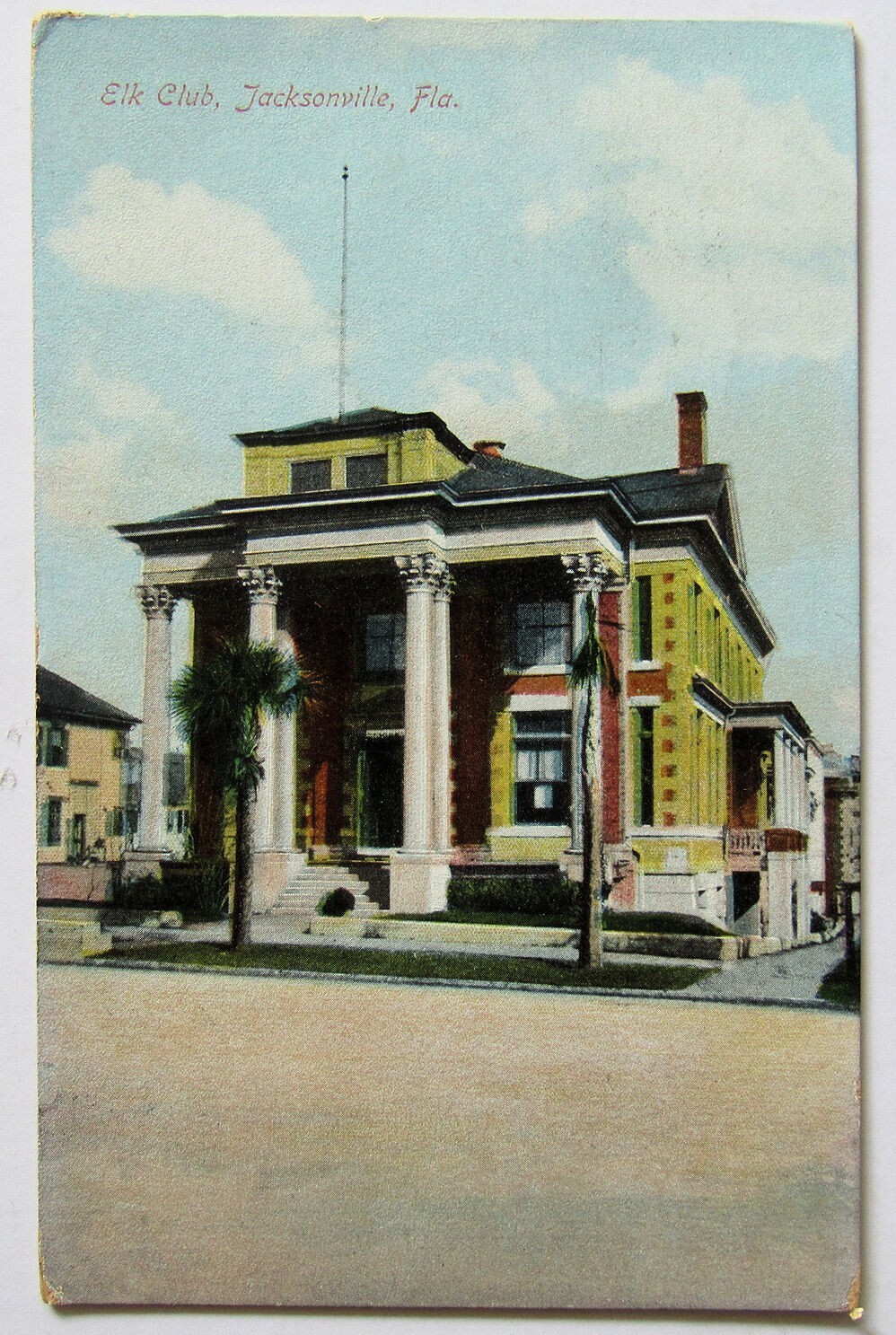 Jacksonville Florida Elk Club House Antique Postcard 1909