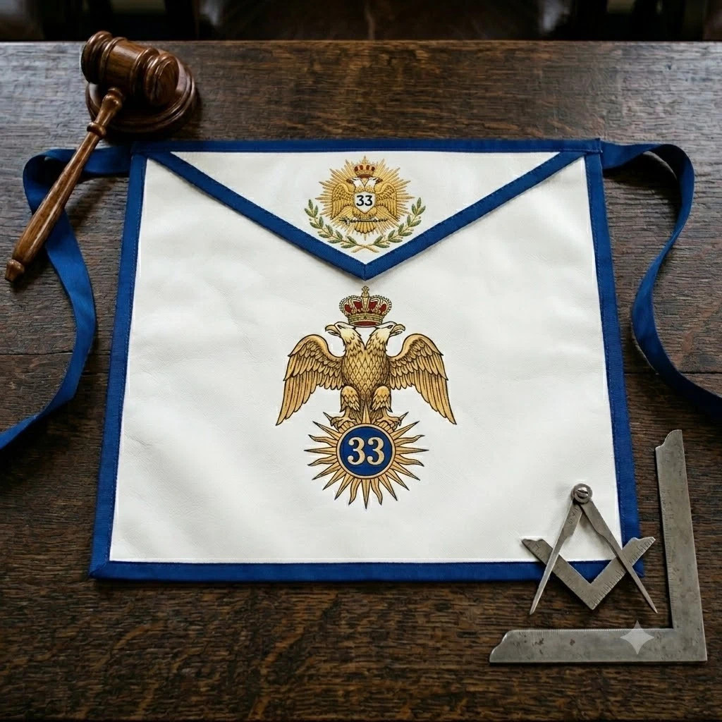 Hand Painted Masonic Apron 33rd Degree Scottish Rite Freemason Handmade