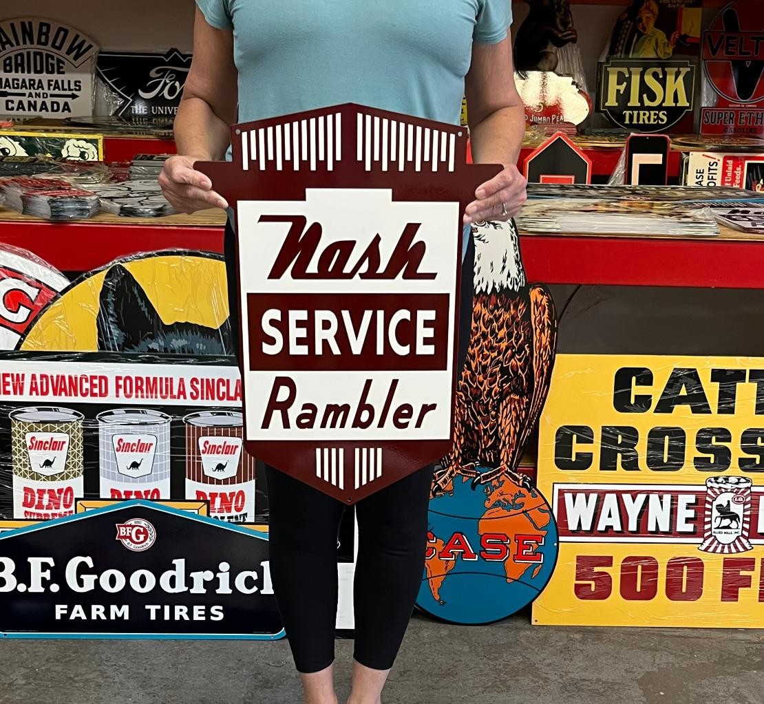 Vintage Style Metal Sign Nash Rambler Service NOT Porcelain 22 x 16 Made USA