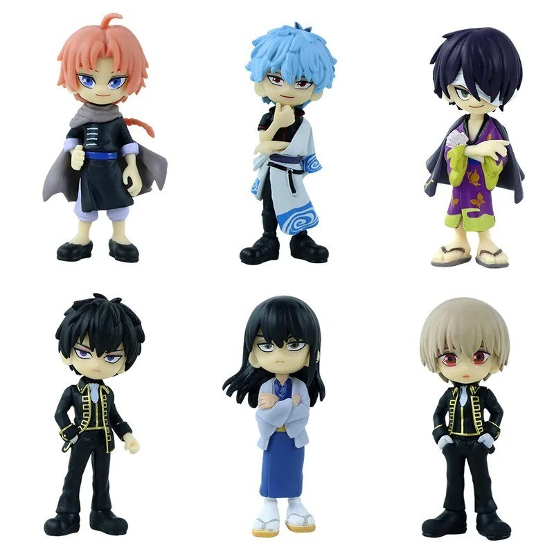 Gintama Chibi 6 Figure Set Sakata Gintoki Hijikata Takasugi Kamui Anime Toy Gift
