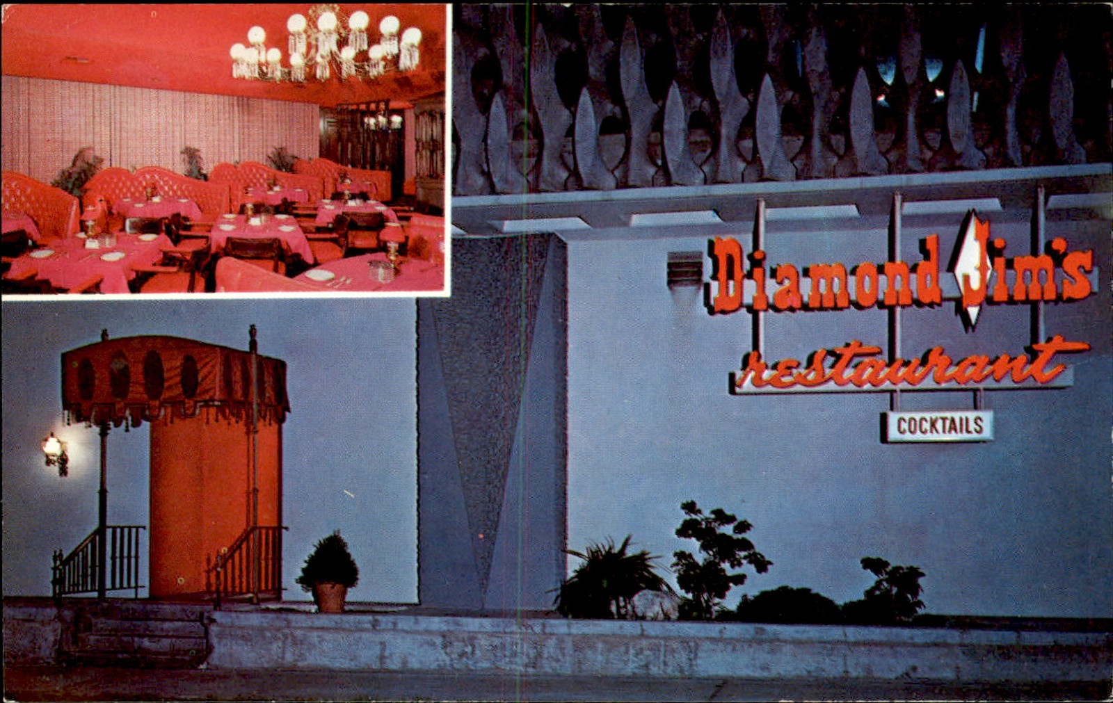 Los Angeles CA Diamond Jim\'s Restaurant c1950s-60s Vintage Postcard