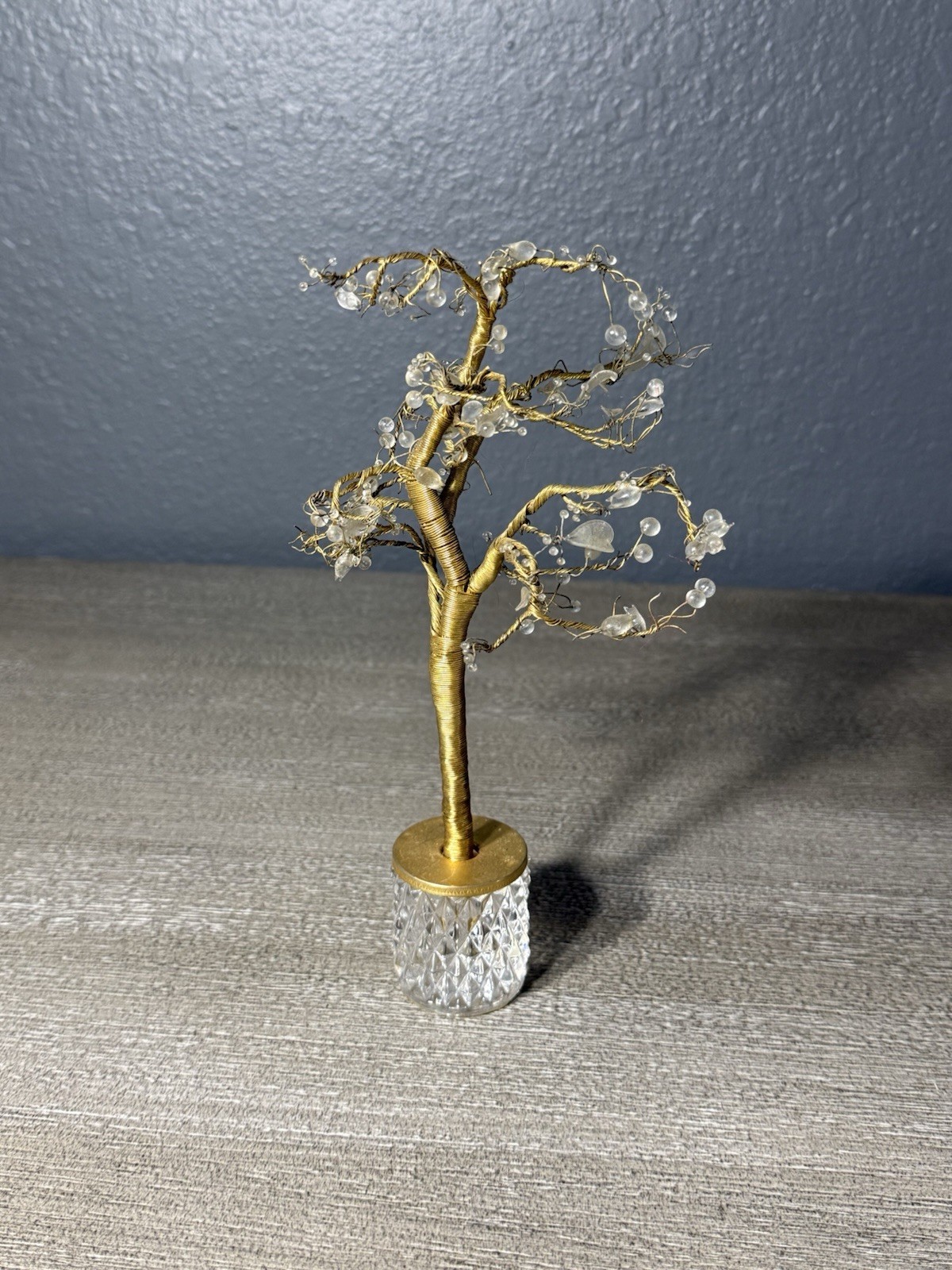 Vintage Hand Crafted Twisted Wire Tree Quartz Gem Sculpture 9 Vintage Hand Crafted Twisted Wire Tree Quartz Gem Sculpture 9