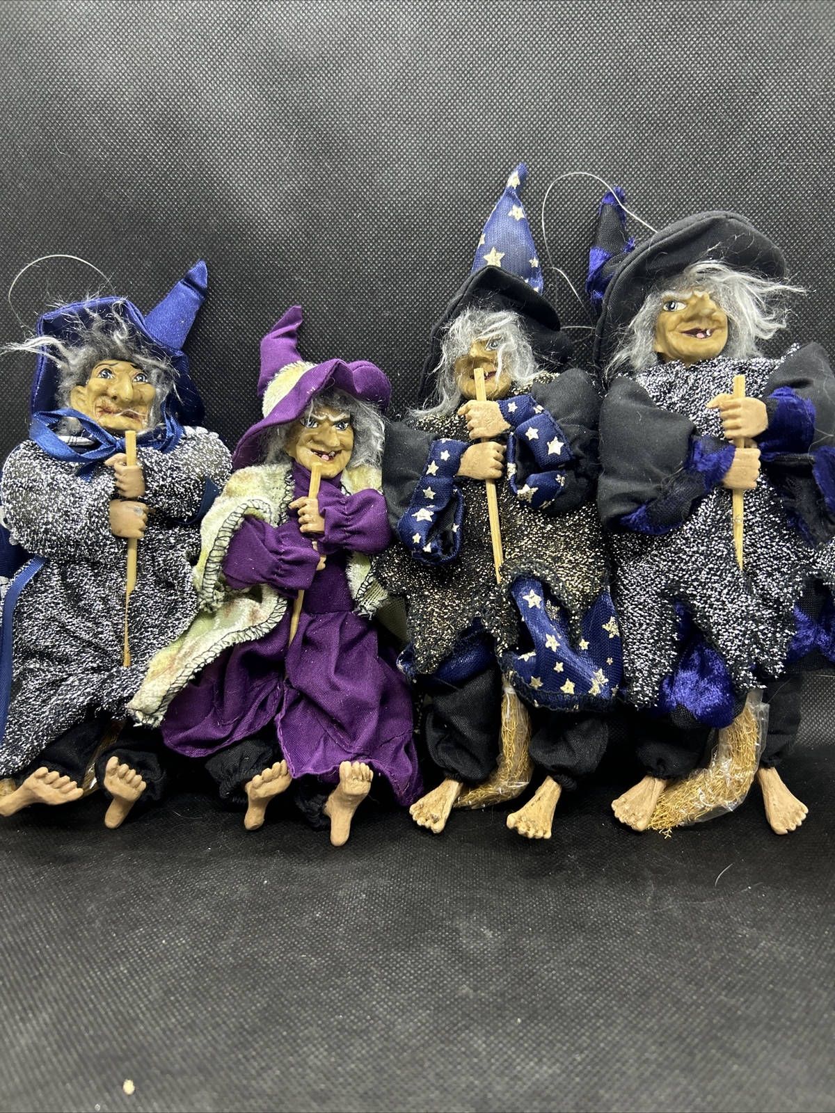 VTG GANZ FLYING WITCHES ON BROOMSTICK HALLOWEEN SET OF 4 WITCHES NEW VTG GANZ FLYING WITCHES ON BROOMSTICK HALLOWEEN SET OF 4 WITCHES NEW
