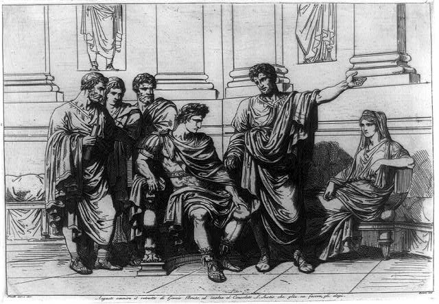 Caesar Augustus Throne Roman Senate Print 1821 Junius Brutus L Sestio