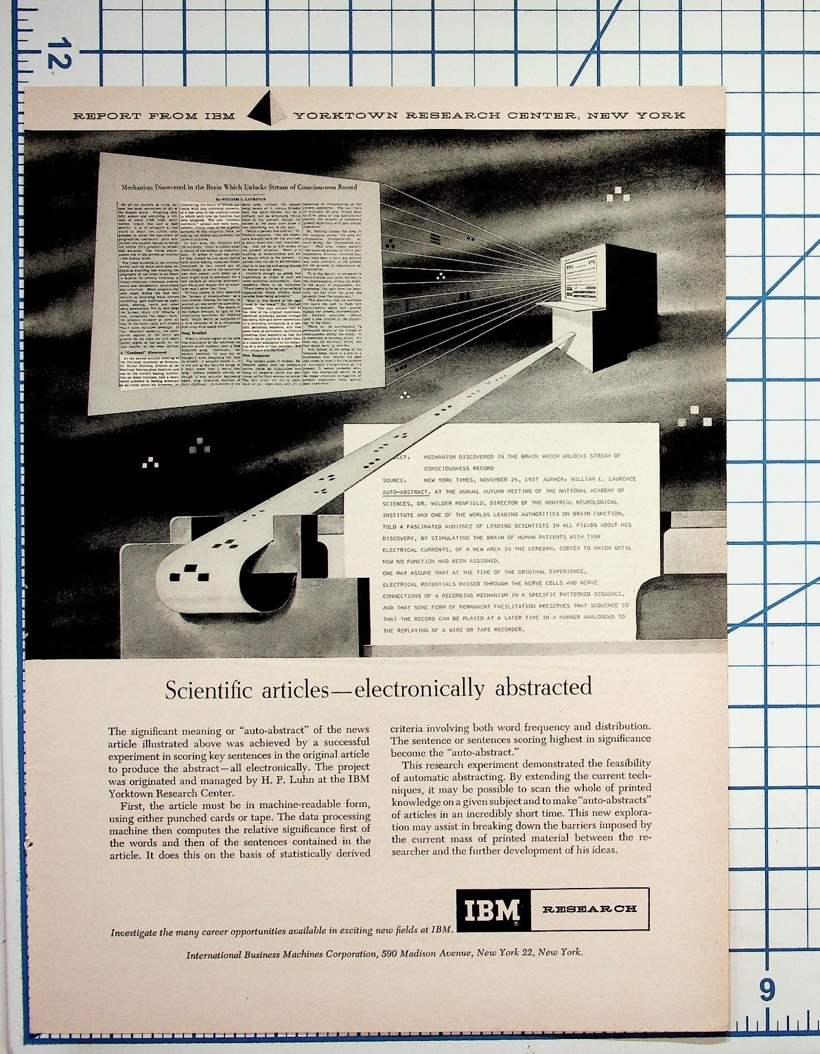 1957 IBM Research Report Auto-Abstracting Brain Consciousness Record Ephemera 1957 IBM Research Report Auto-Abstracting Brain Consciousness Record Ephemera