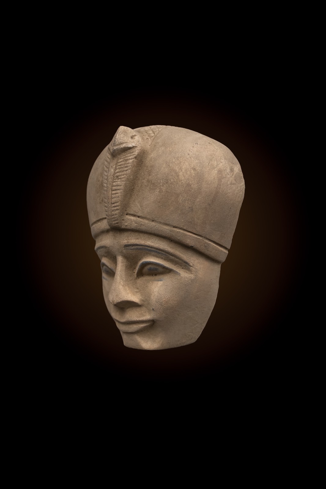 Ancient head sculpture depicting a weathered Pharaonic dignitary, Authentic anti