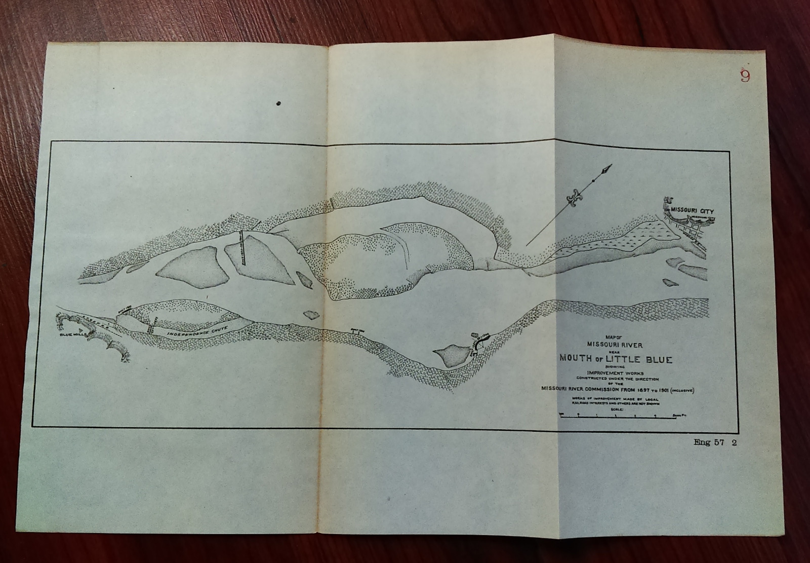 1901 Sketch Map of Missouri River near Mouth of Little Blue, Independence Chute