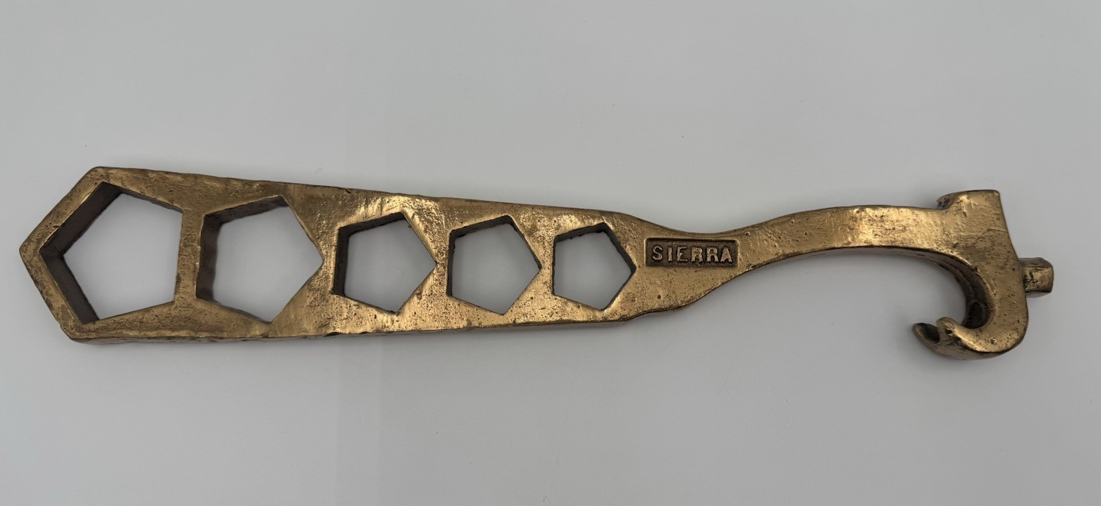 Vintage Sierra Solid Brass 5 Hole Fire Hydrant Wrench Firefighter Tool USA 14”
