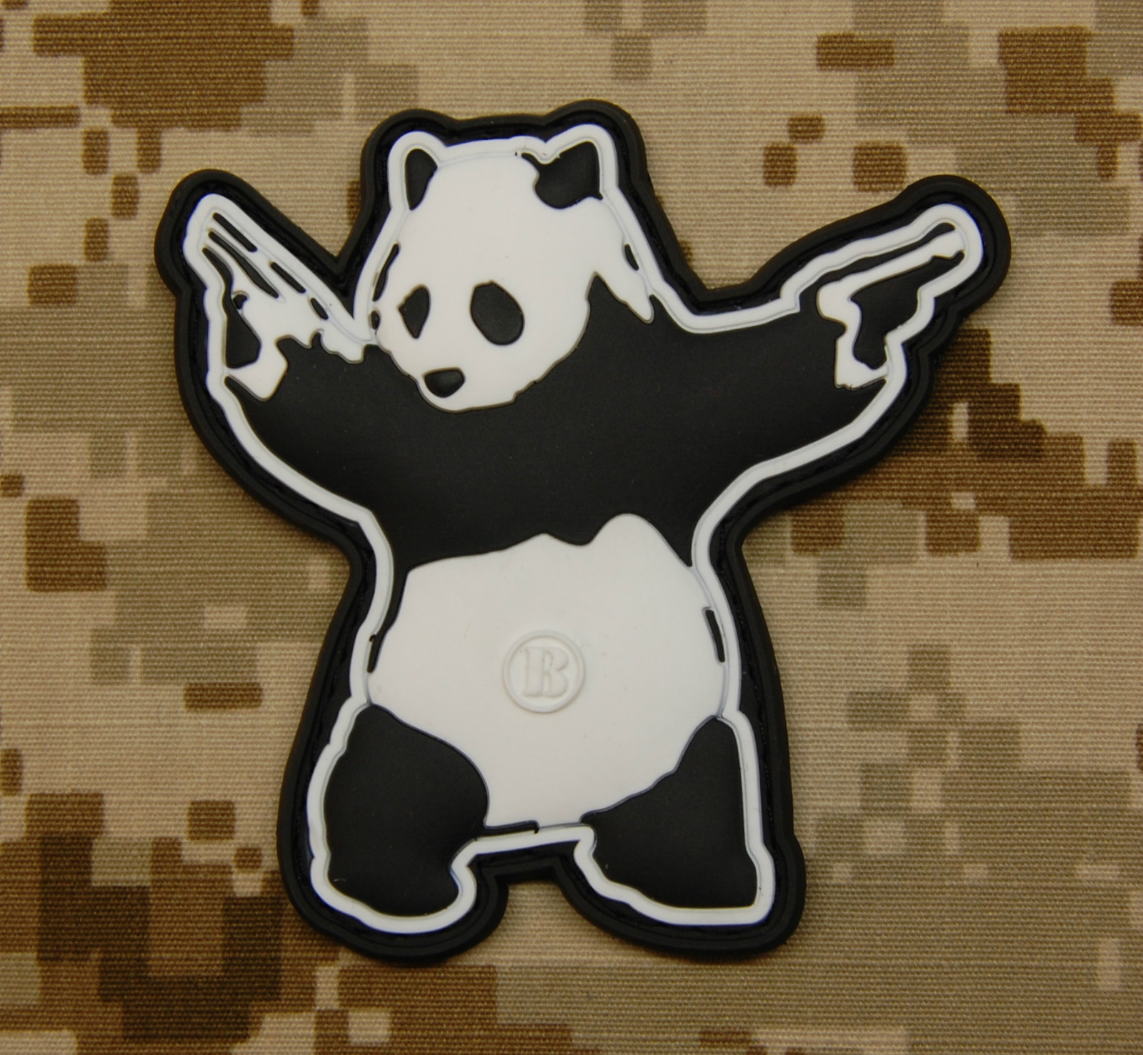 3D PVC Panda With Guns Shooting Panda Rubber Morale Patch Hook Fastener Hook