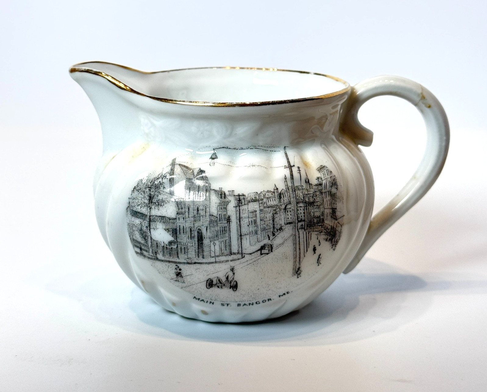 BANGOR - Main Street - MAINE ME Antique Souvenir China TRINKET CREAMER BANGOR - Main Street - MAINE ME Antique Souvenir China TRINKET CREAMER
