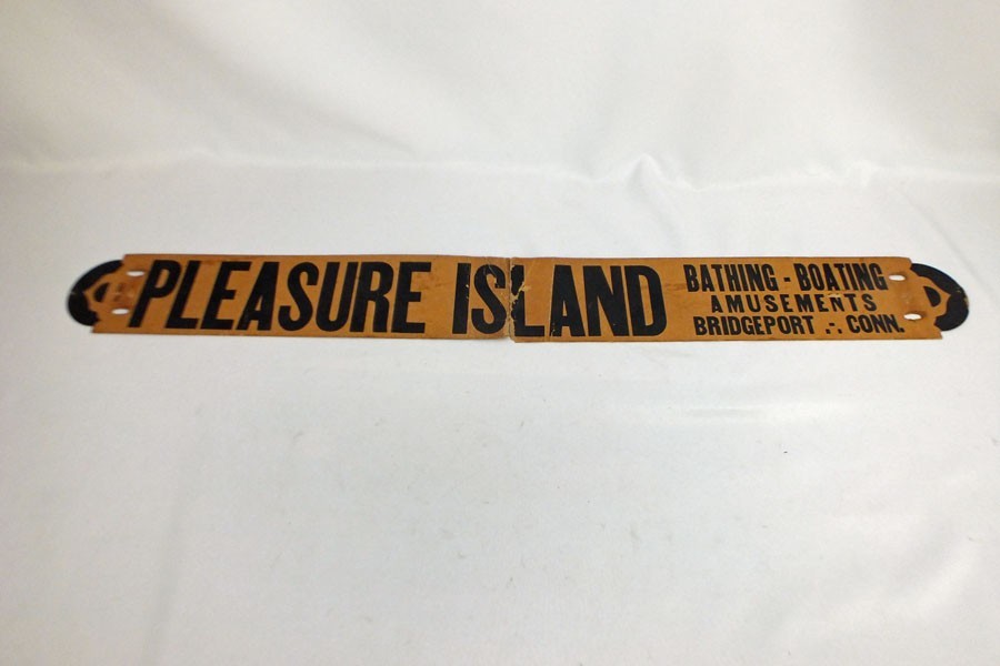 Vintage 1930s 1940s Pleasure Island Bridgeport CT Conn Sign Banner Store DIsplay